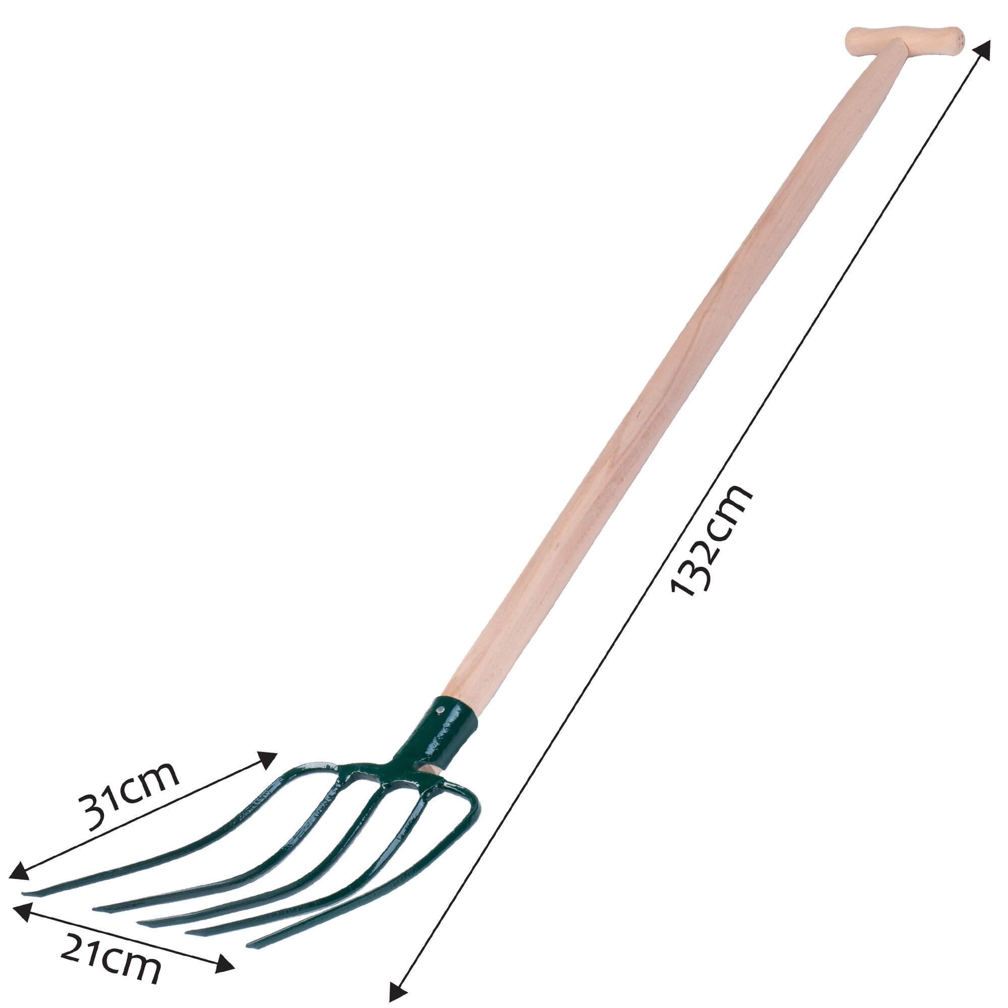 Widły metalowe Varzi 5-zębne 132 cm, zielone