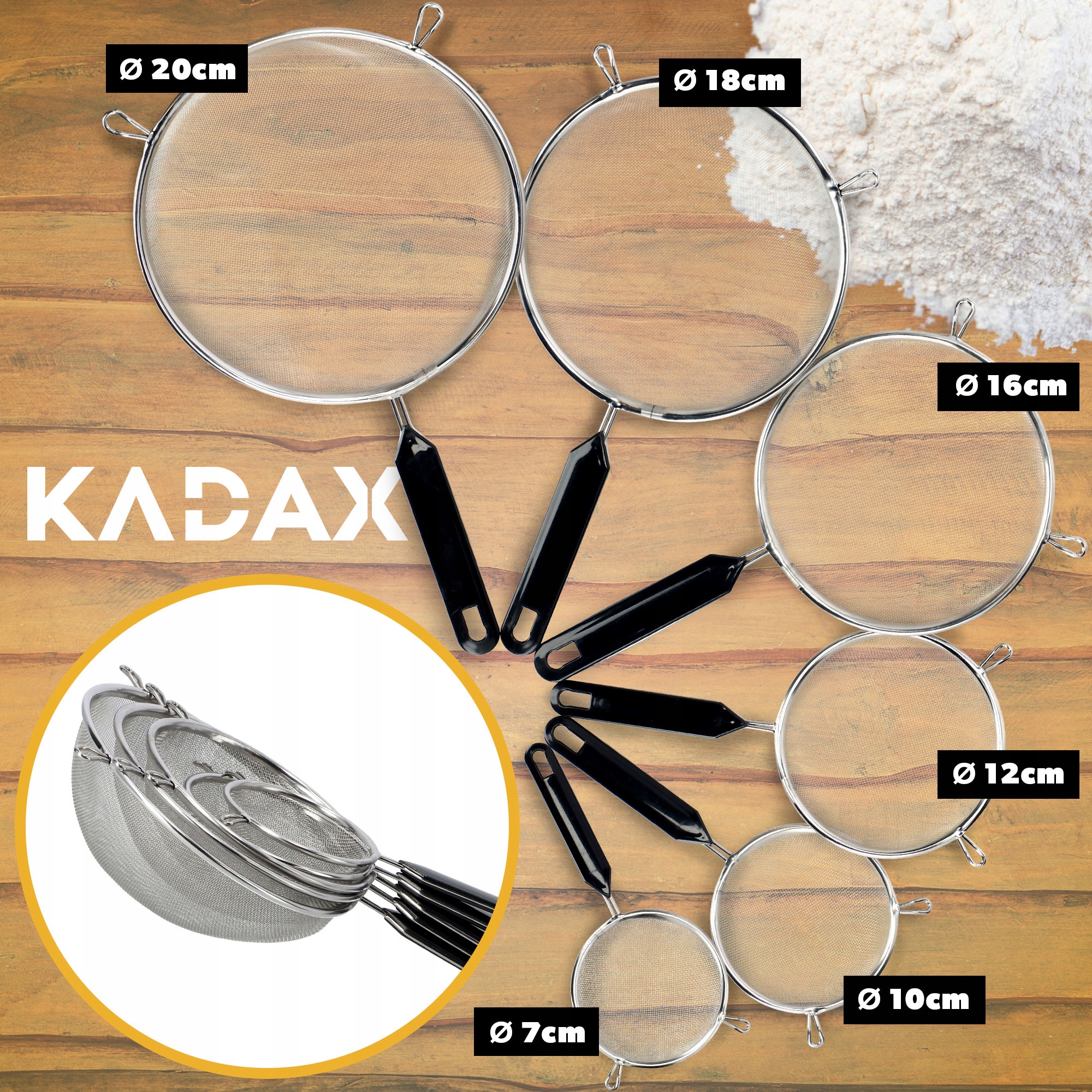 Sitko kuchenne nierdzewne 18 cm, antracyt