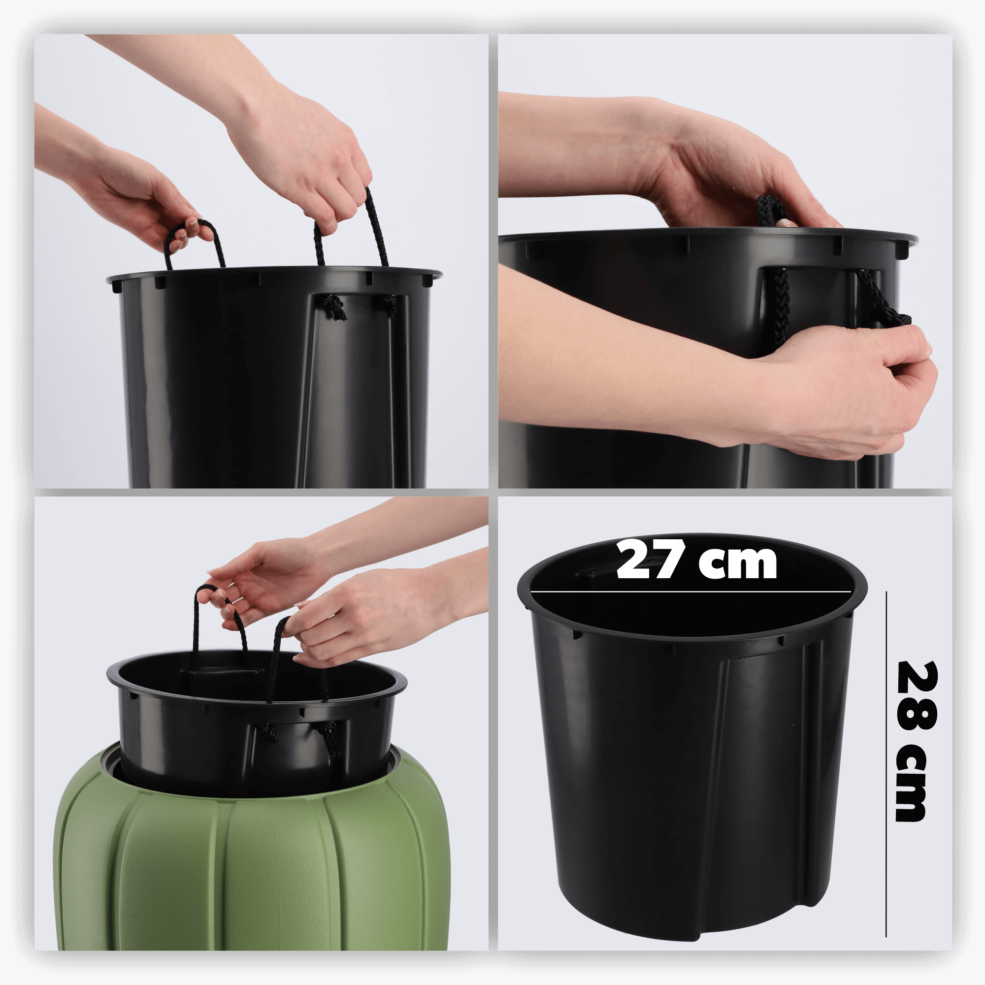 Donica na kwiaty z wkładem Pale 40 cm, zieleń