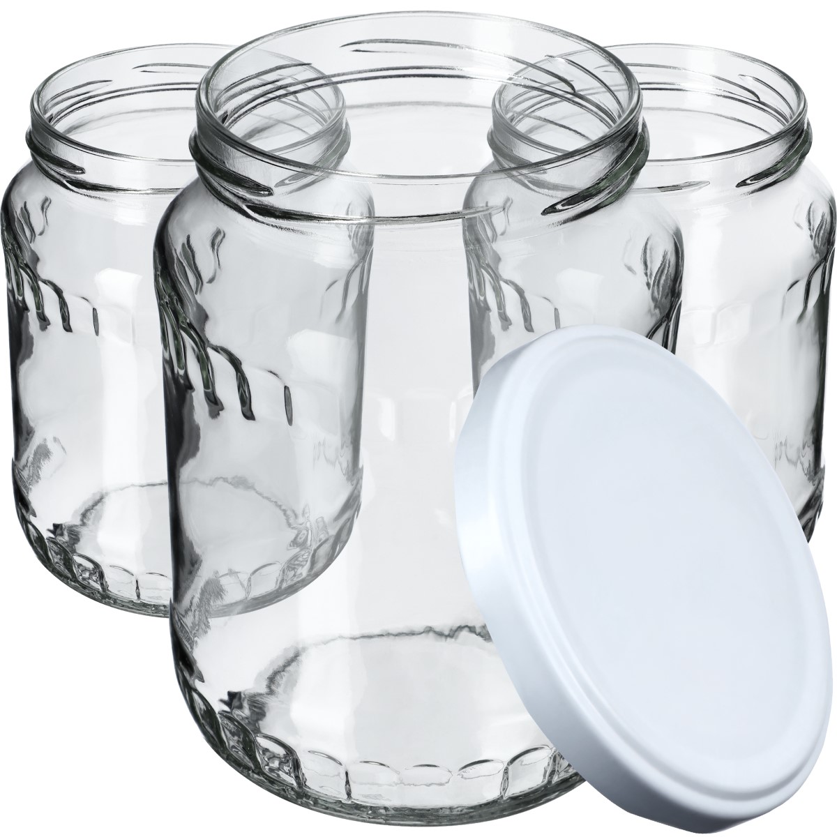 Słoiki na przetwory Jukka 720ml 16szt fi 82 mm + wieczka białe