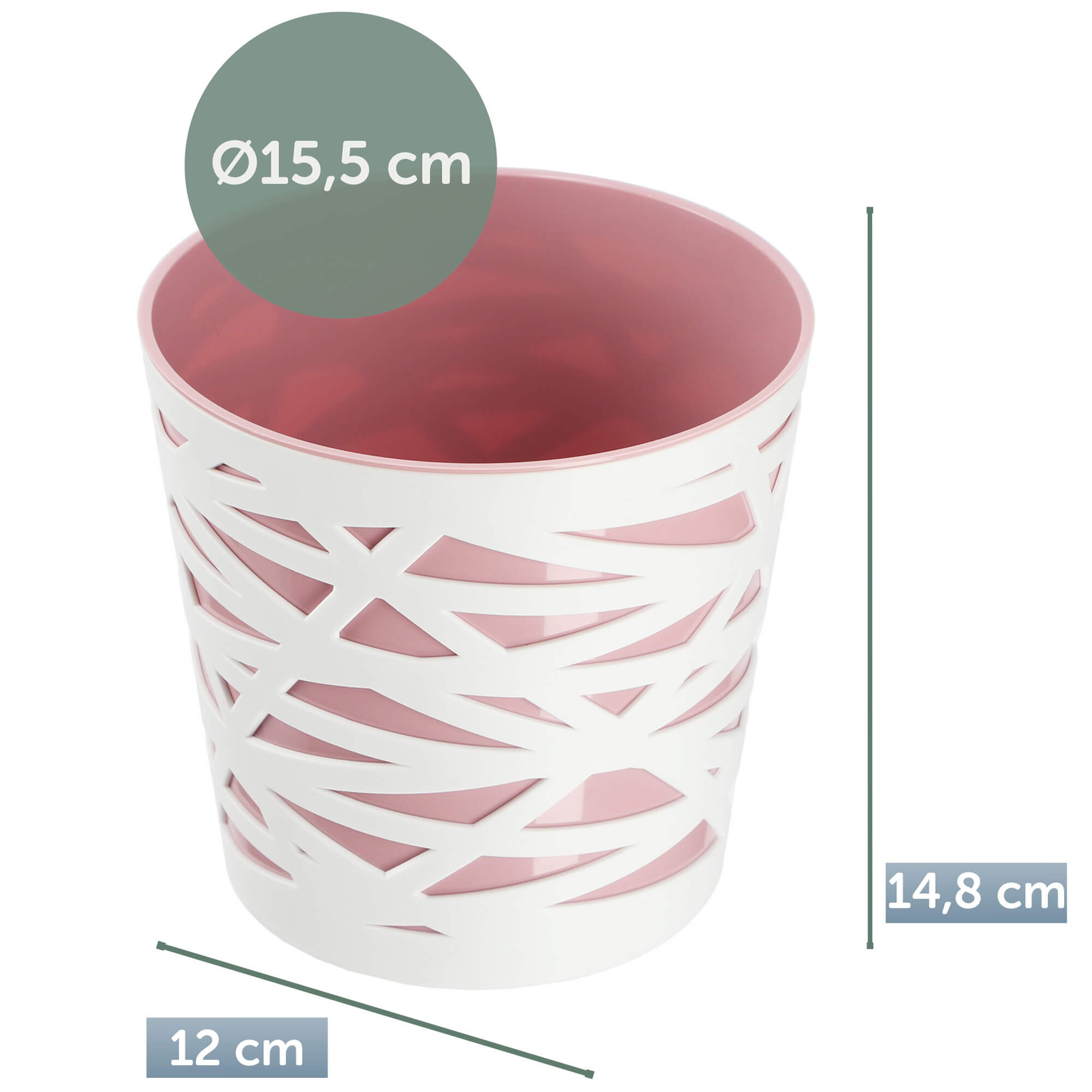 Doniczka z wkładem Rusio 15 cm, różowa