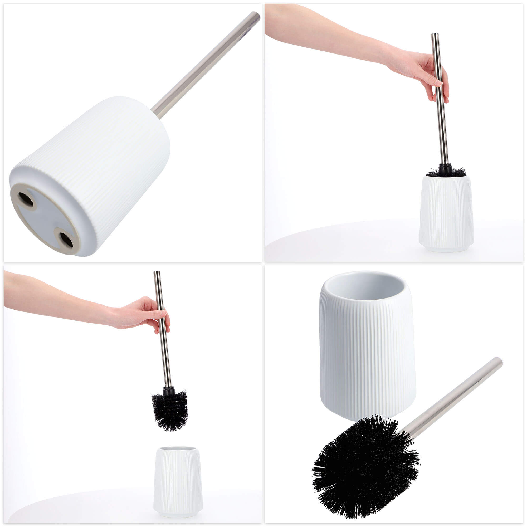 Szczotka do WC Mataro z pojemnikiem 41 cm, biała