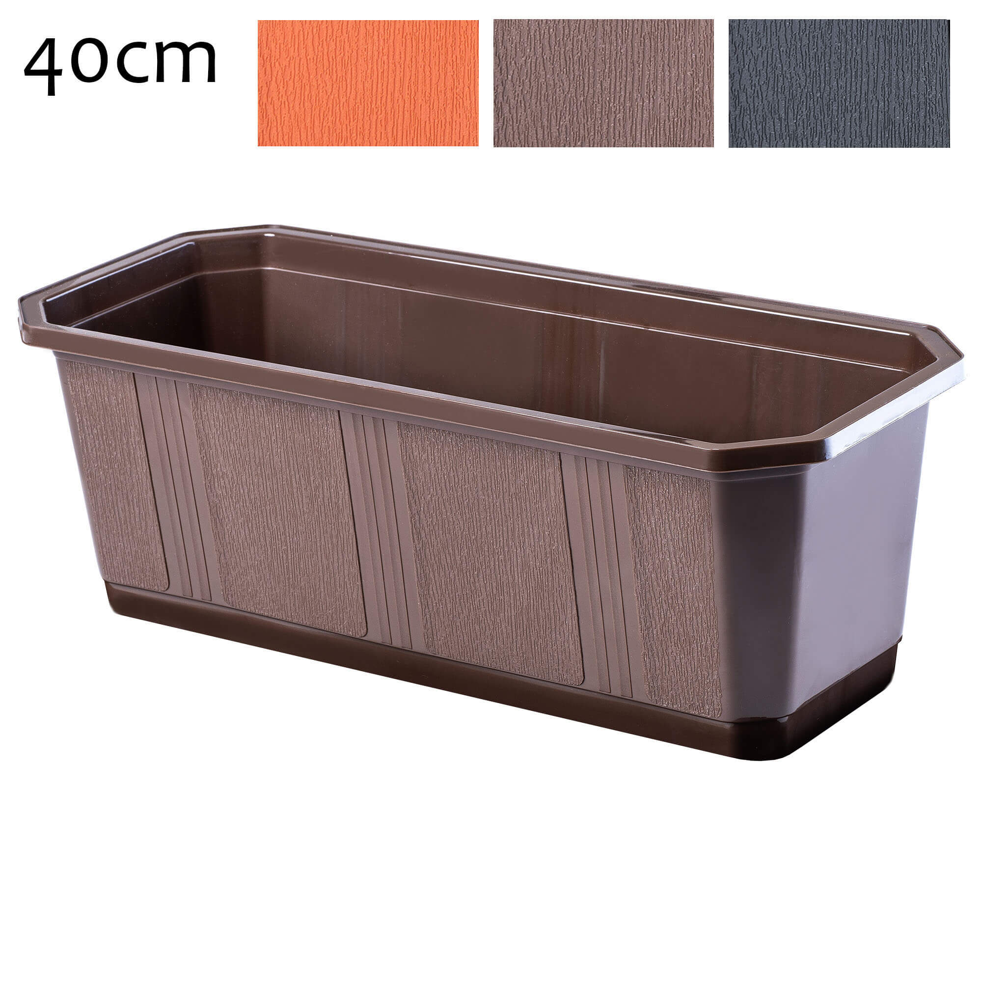 Doniczka balkonowa Trani 40 cm, brązowa