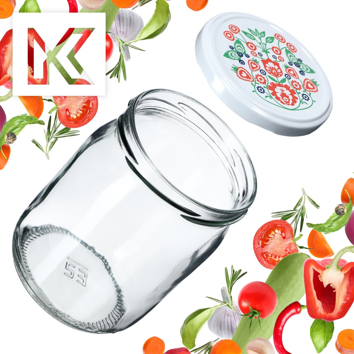 Słoiki Senna 540ml 8szt fi 82 mm + wieczka "Folklor"