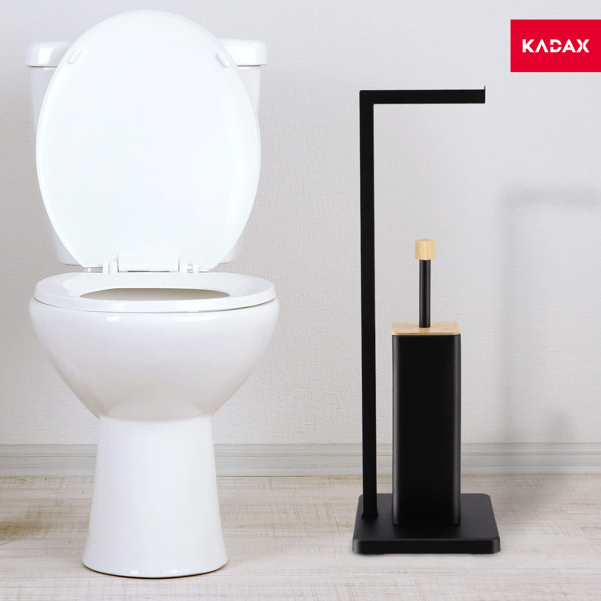Zestaw łazienkowy Tapio stojak na papier toaletowy + szczotka do WC, czarny