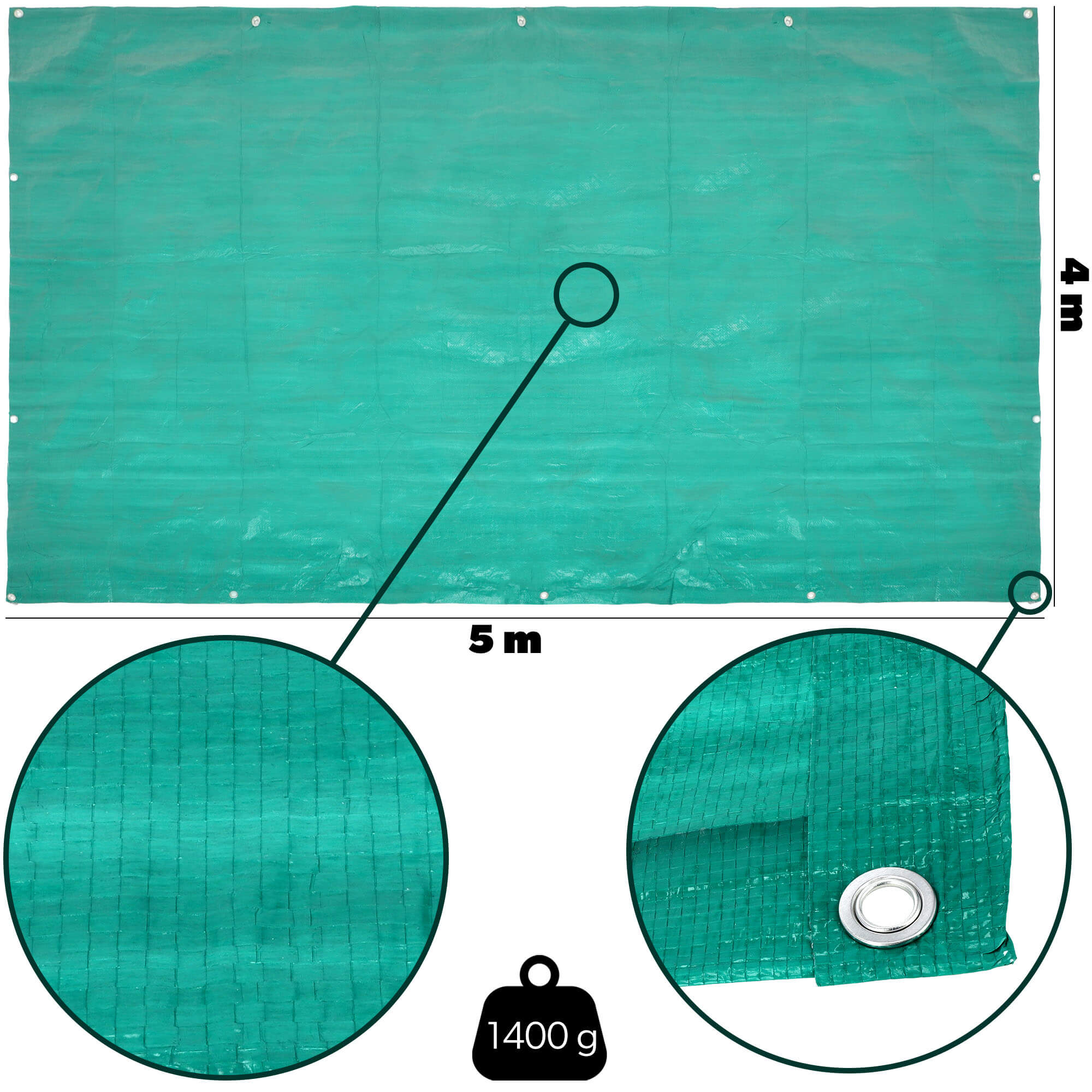 Plandeka ogrodowa Nole 4 x 5 m, zielona