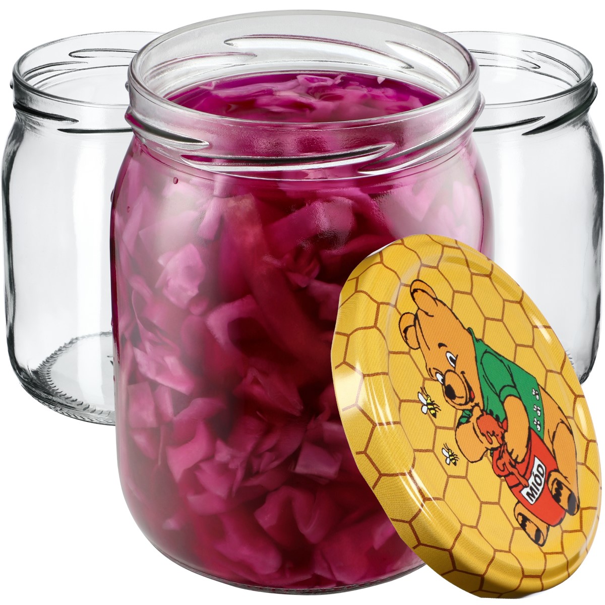 Słoiki Senna 540ml 16szt fi 82 mm + wieczka "Miód"