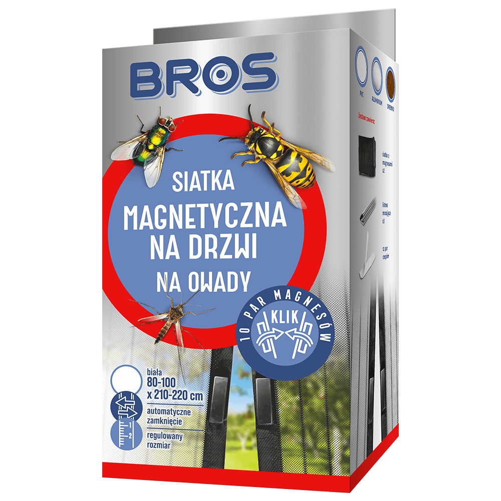 Bros Siatka magnetyczna na drzwi na owady KLIK! 100 x 220 cm biała