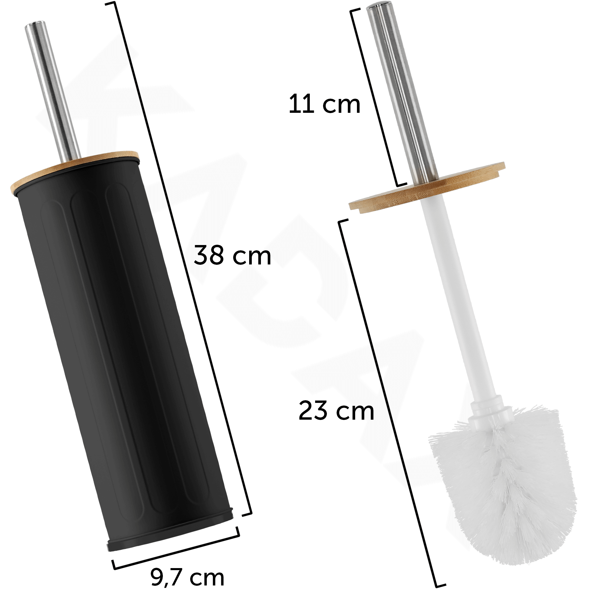 Szczotka do WC z pojemnikiem Padru 38 cm, czarna