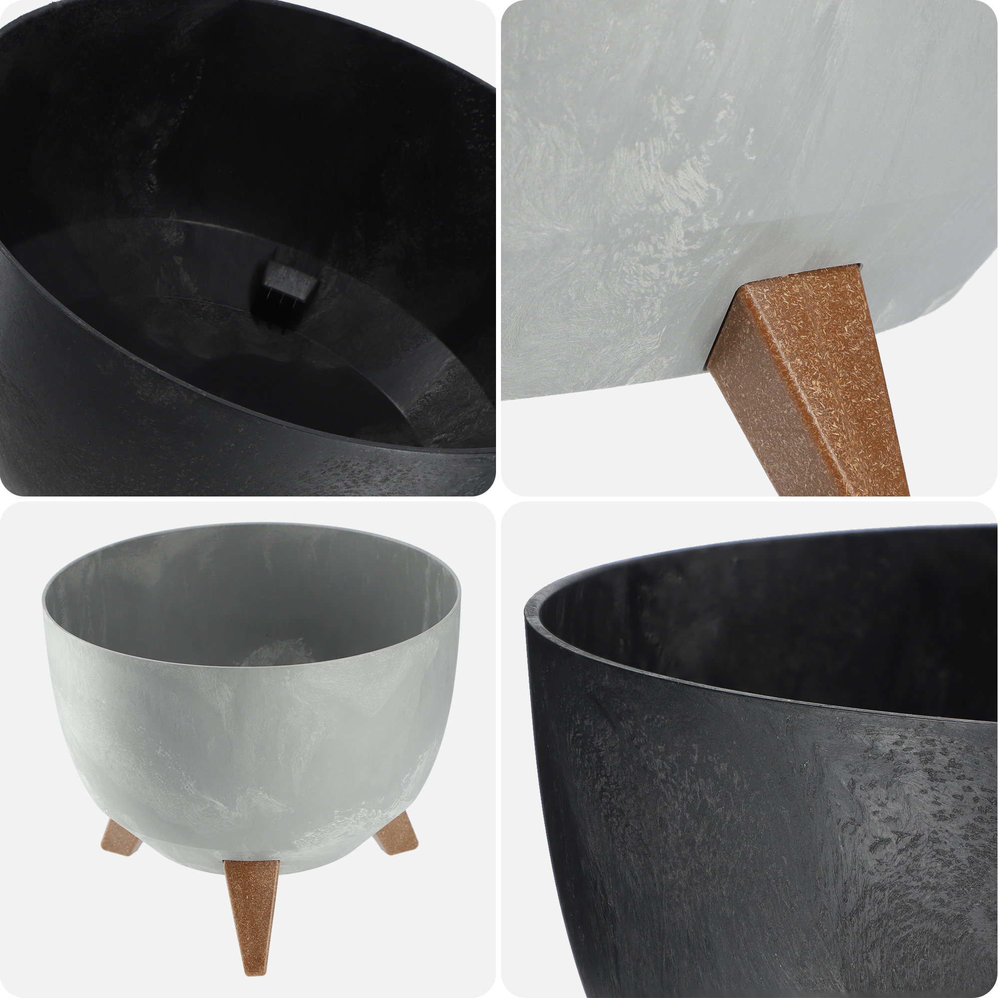 Misa na kwiaty z nóżkami Mably 40cm czarny beton