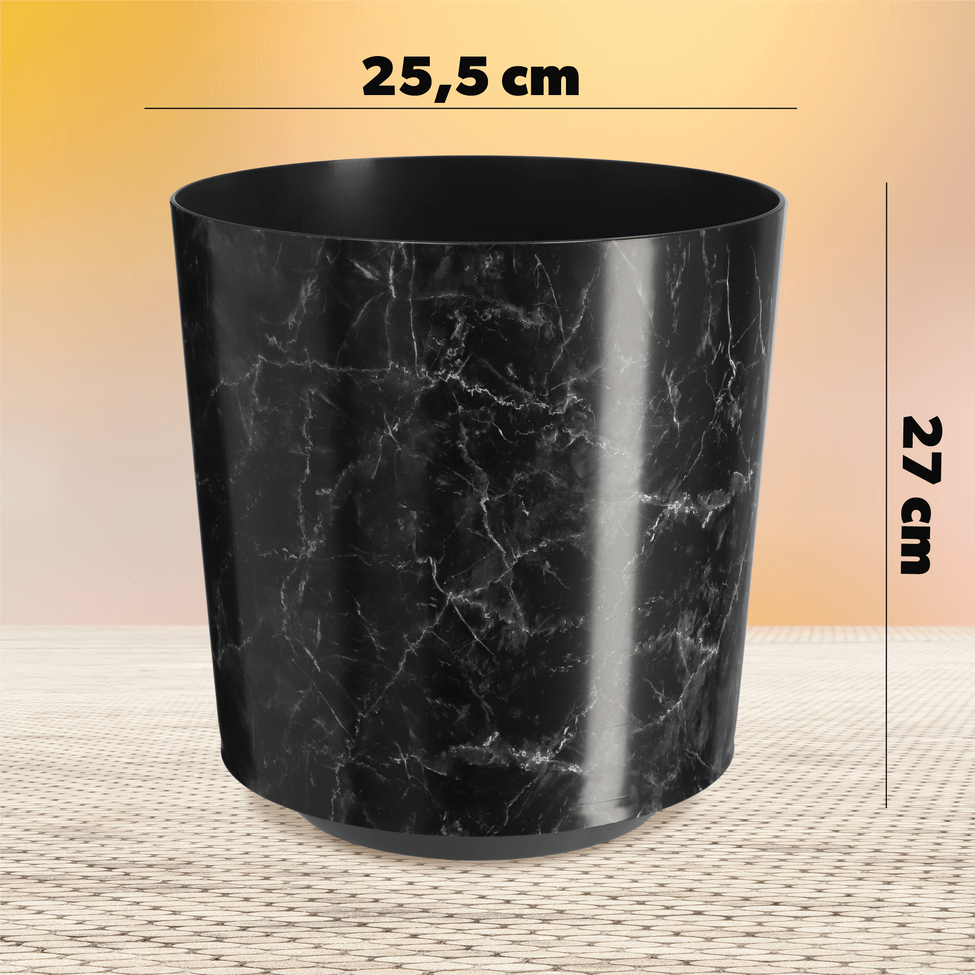 Osłonka na doniczkę Belvi 25 cm, czarny marmur