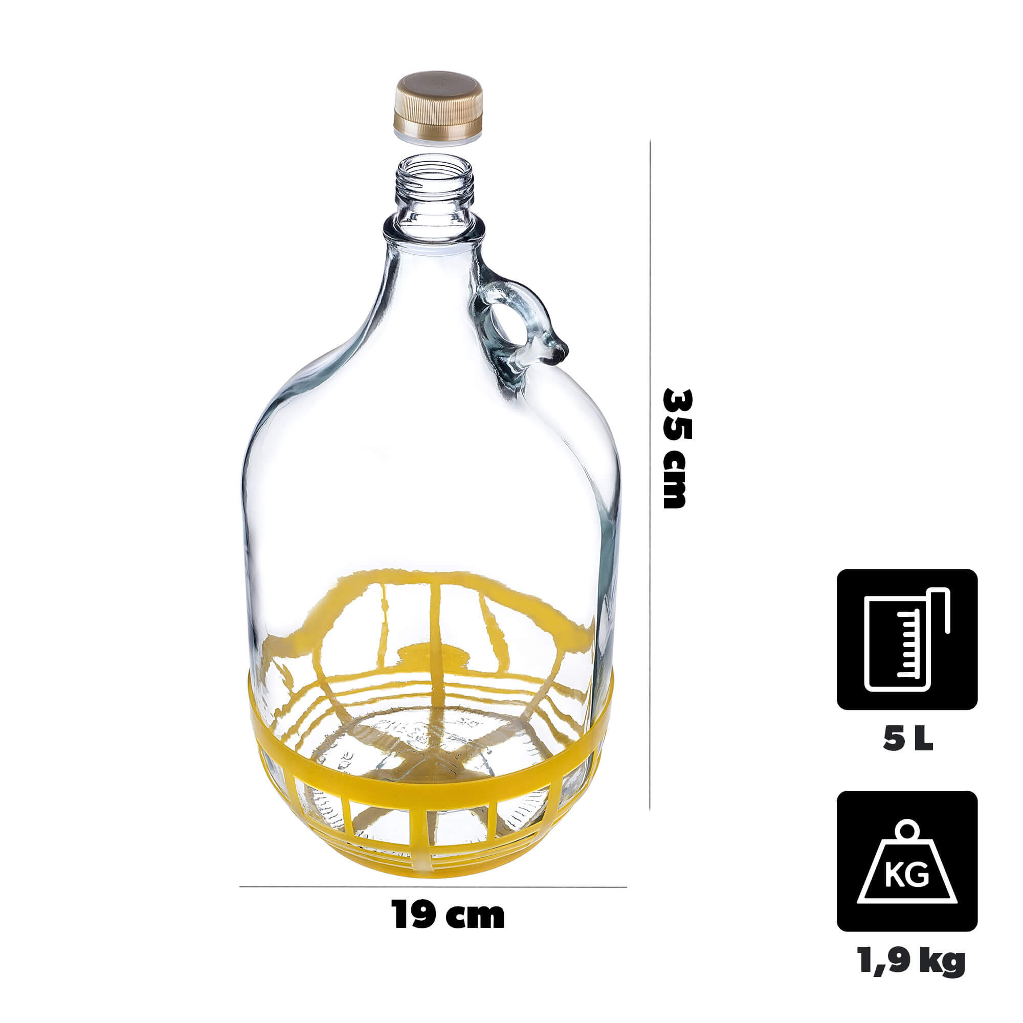 Gąsior Balon na wino z zakrętką Orto 5L