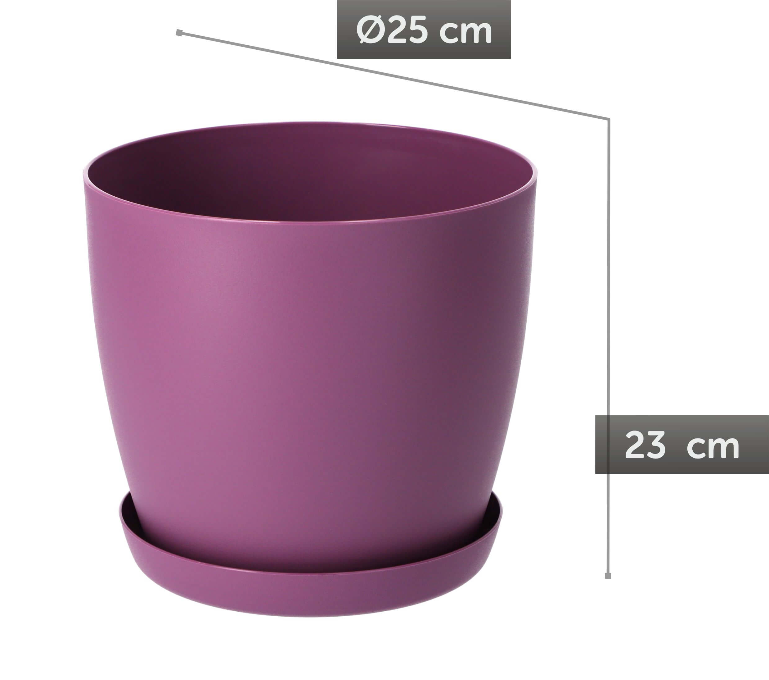 Doniczka Agen z podstawką 25 cm, matowa fioletowa