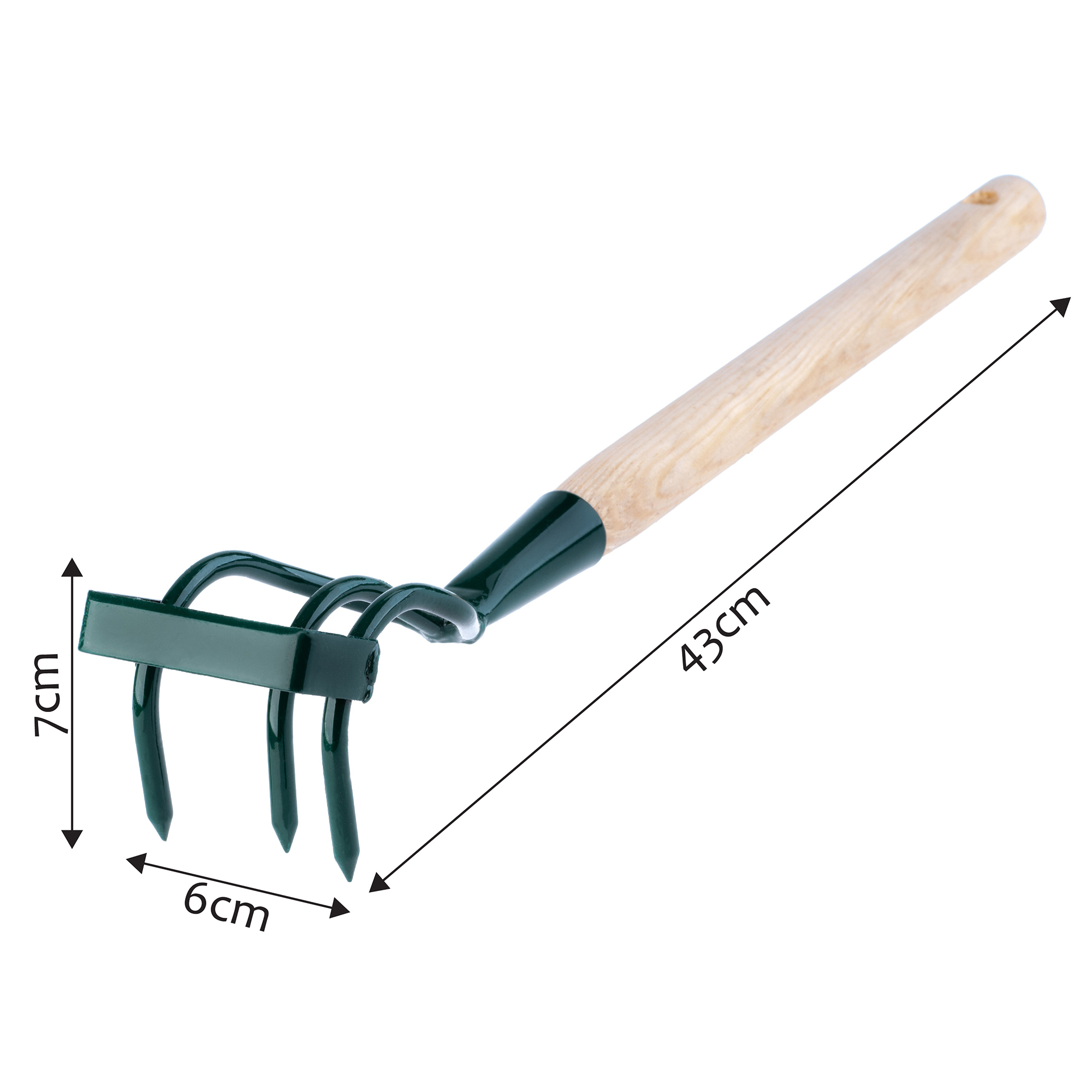 Kultywator ręczny 3-zębny 43 cm, zielony