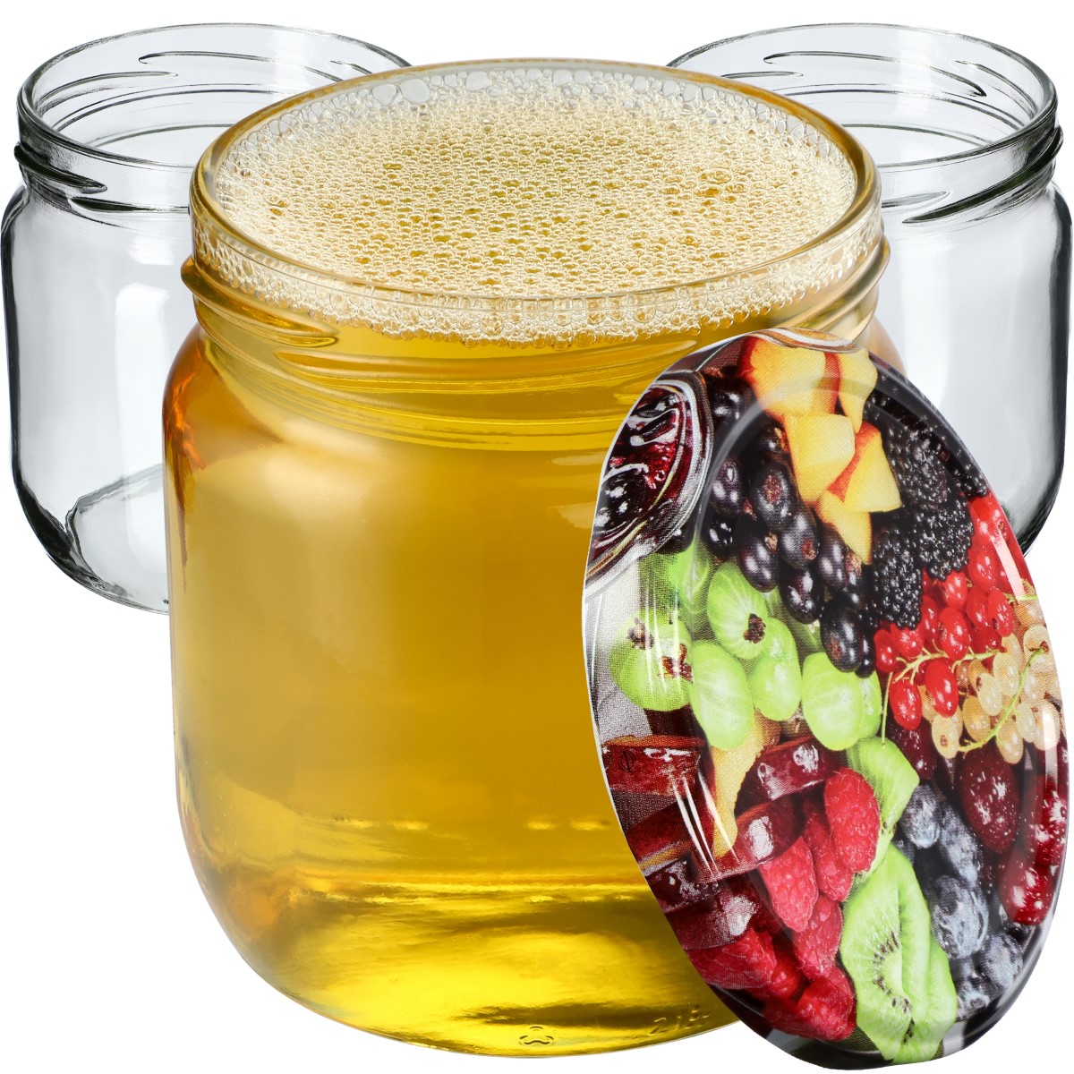 Słoiki na przetwory Salla 425ml 48szt fi 82 mm + wieczka "Mix owoców"