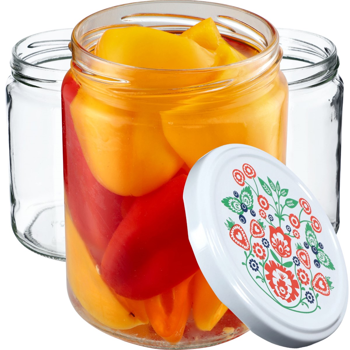 Słoiki na przetwory Maki 540ml 48szt fi 82 mm + wieczka "Folklor"