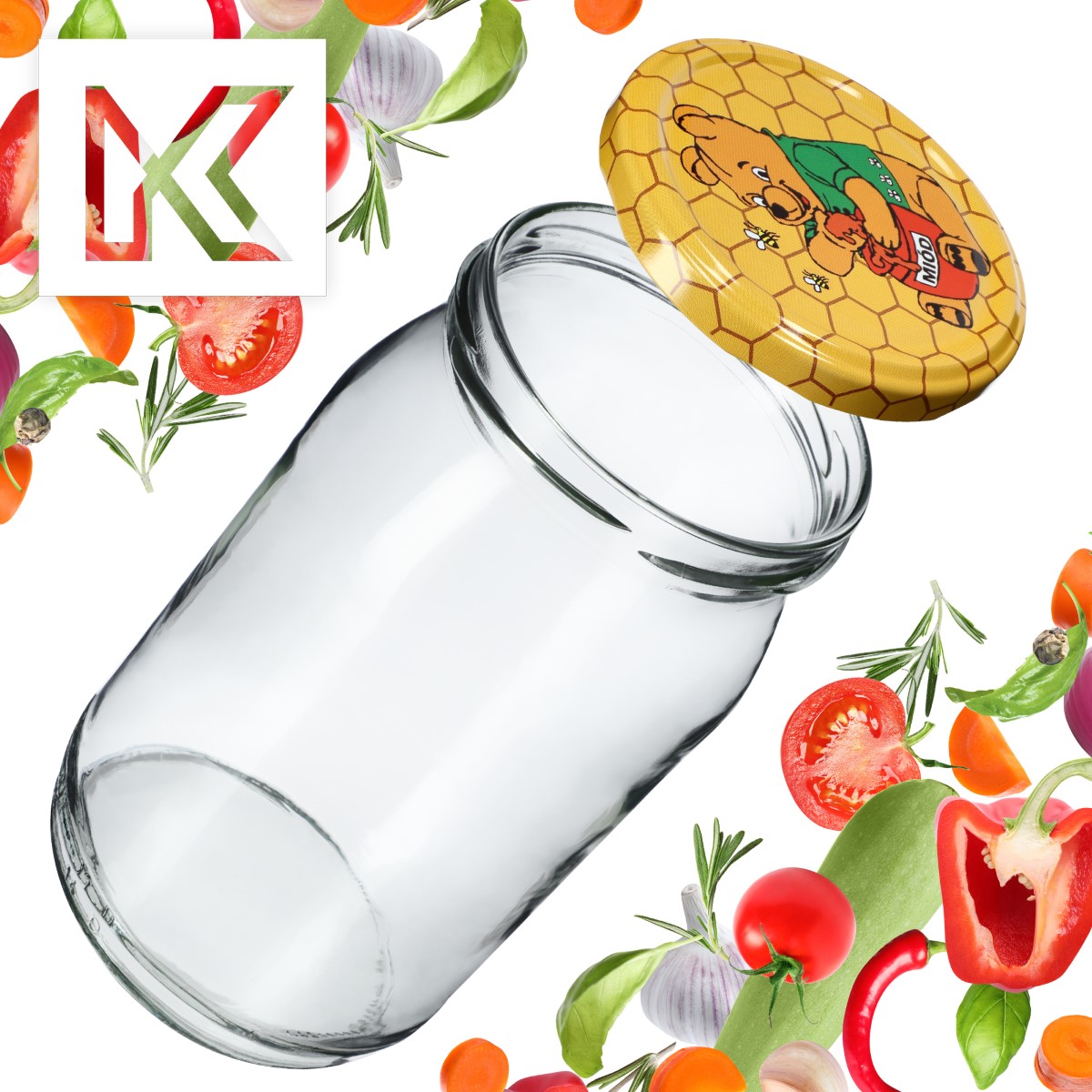 Słoiki na przetwory Simo 900ml 48szt fi 82 mm + wieczka "Miód"
