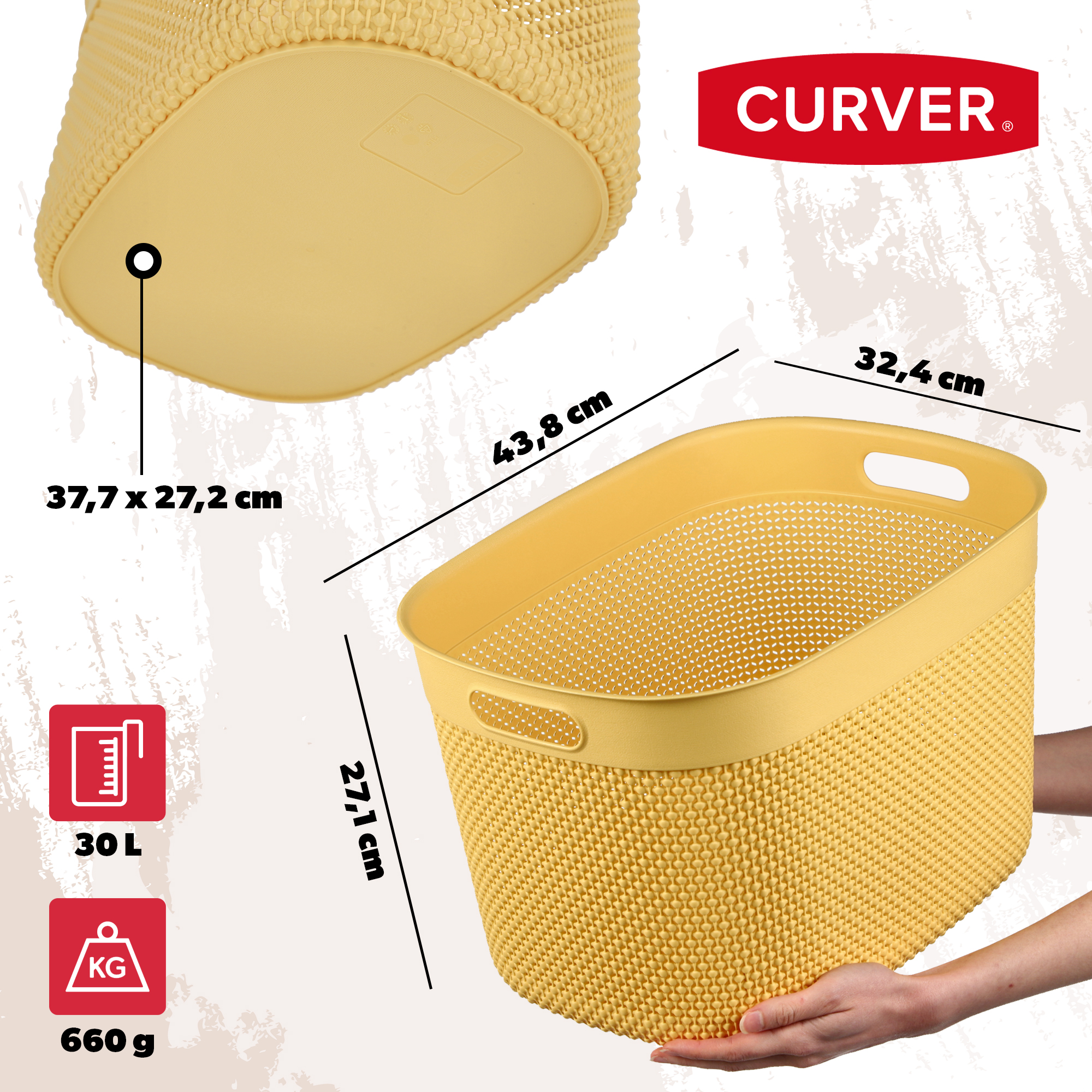 Koszyk prostokątny 30L Curver Filo, żółty