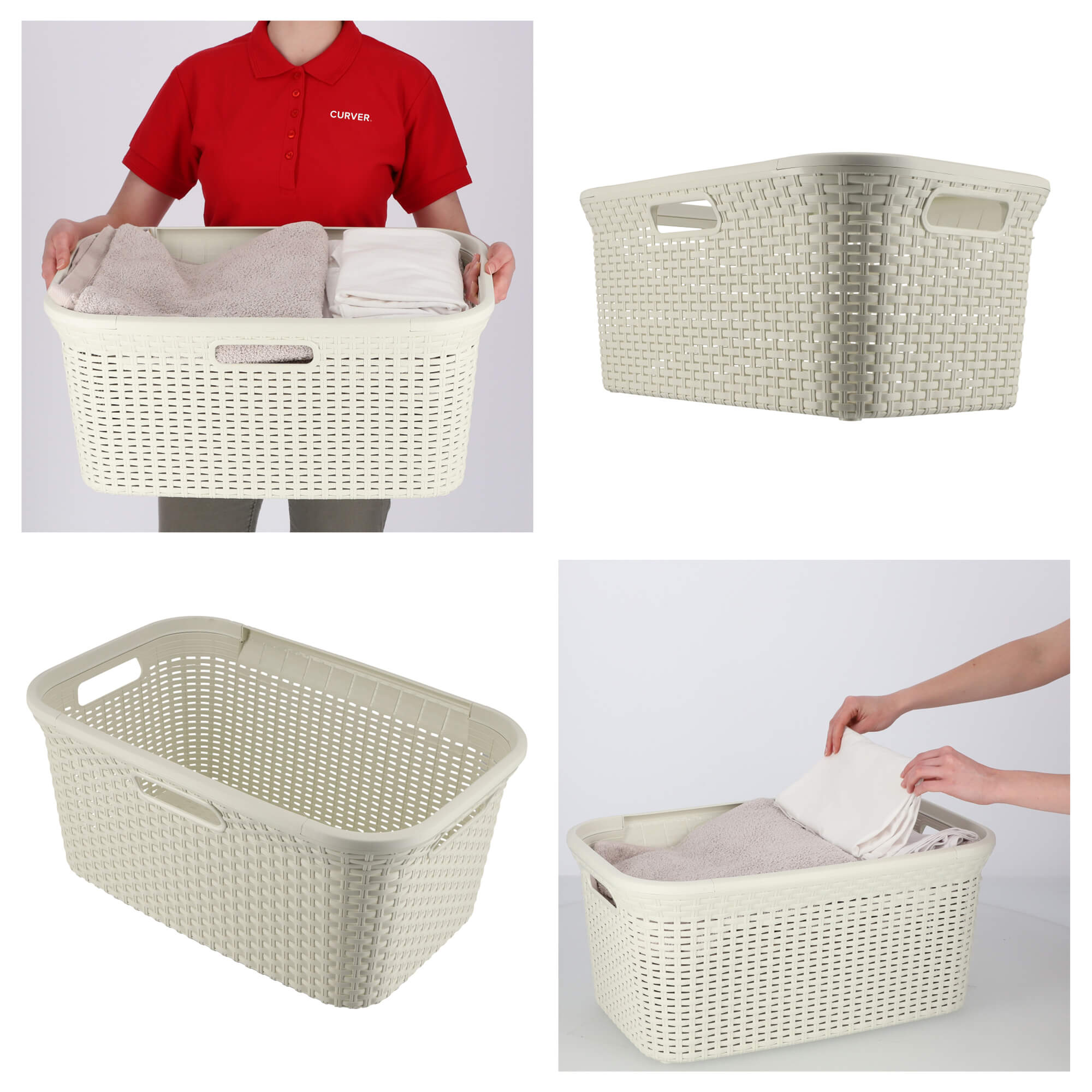 Pojemnik na bieliznę Curver Natural Style 45L kremowy