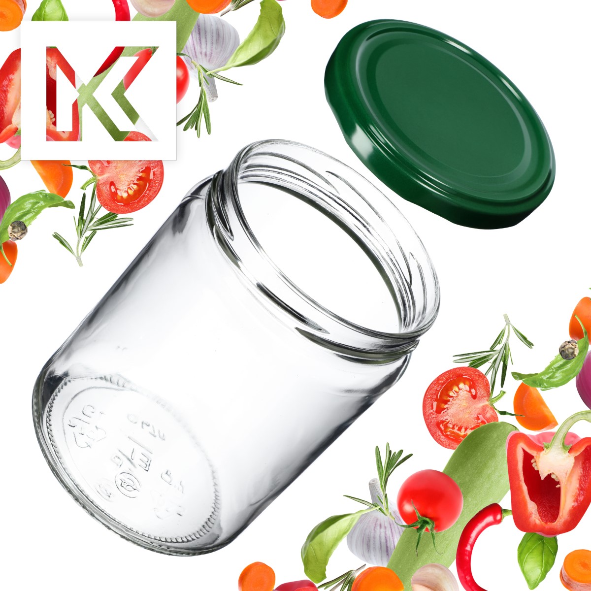 Słoiki na przetwory Maki 540ml 8szt fi 82 mm + wieczka zielone