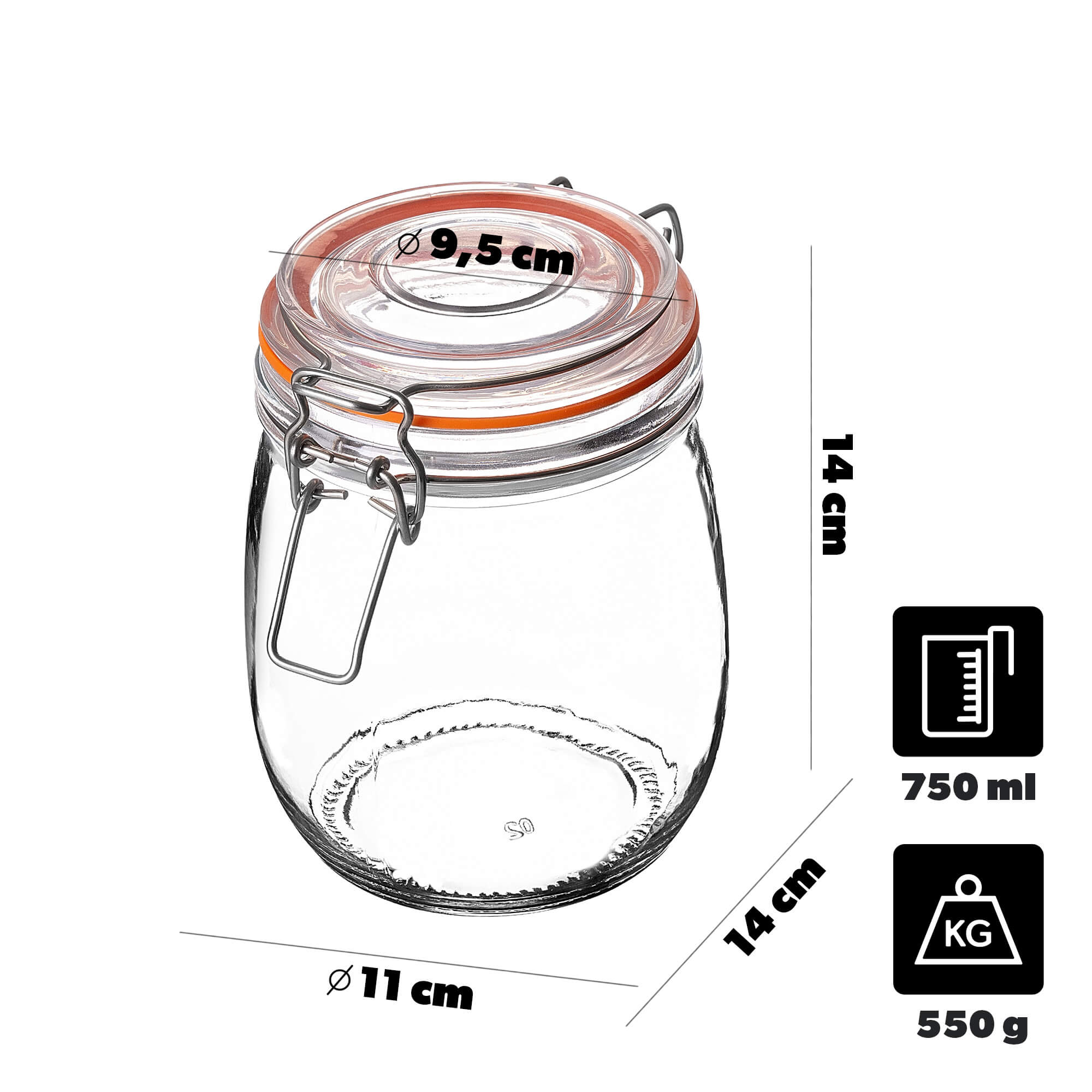 Słoik szklany hermetyczny Maronti z klipsem 750ml 1 szt.