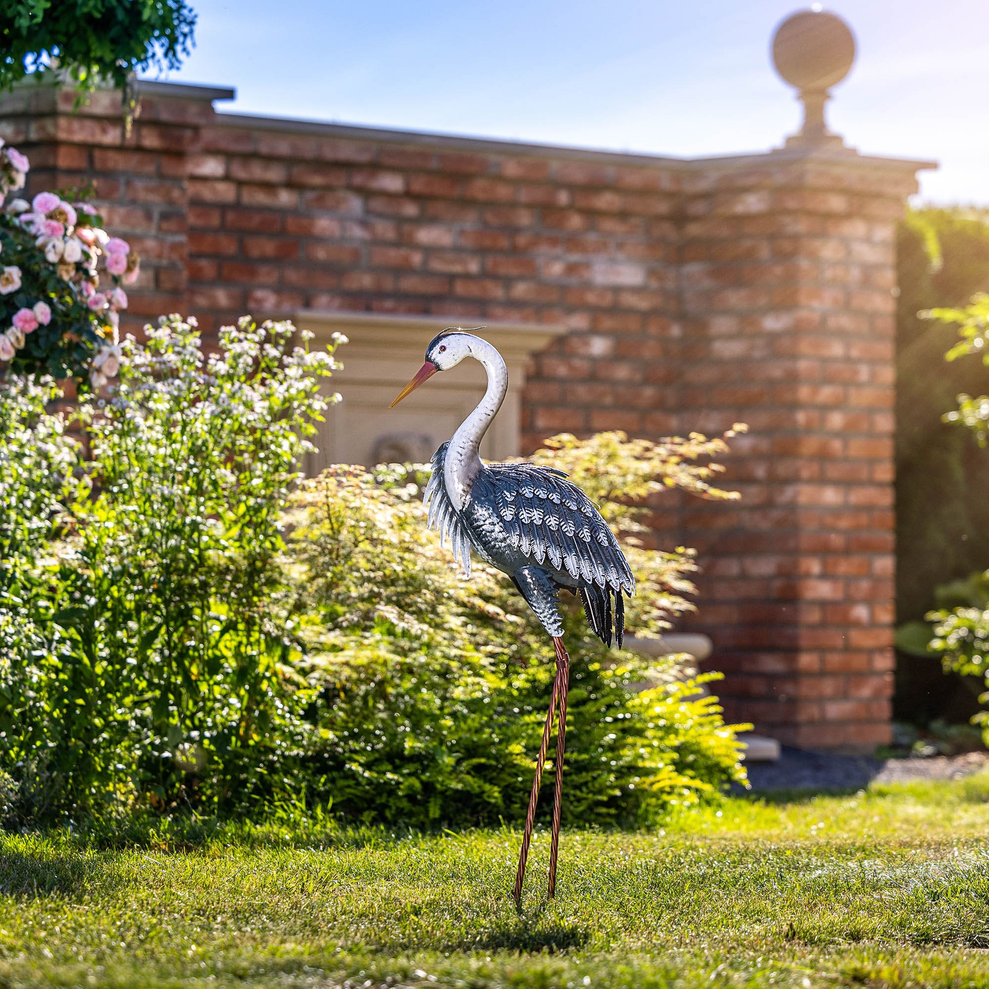 Figura ogrodowa Esson żuraw stalowa 110 cm