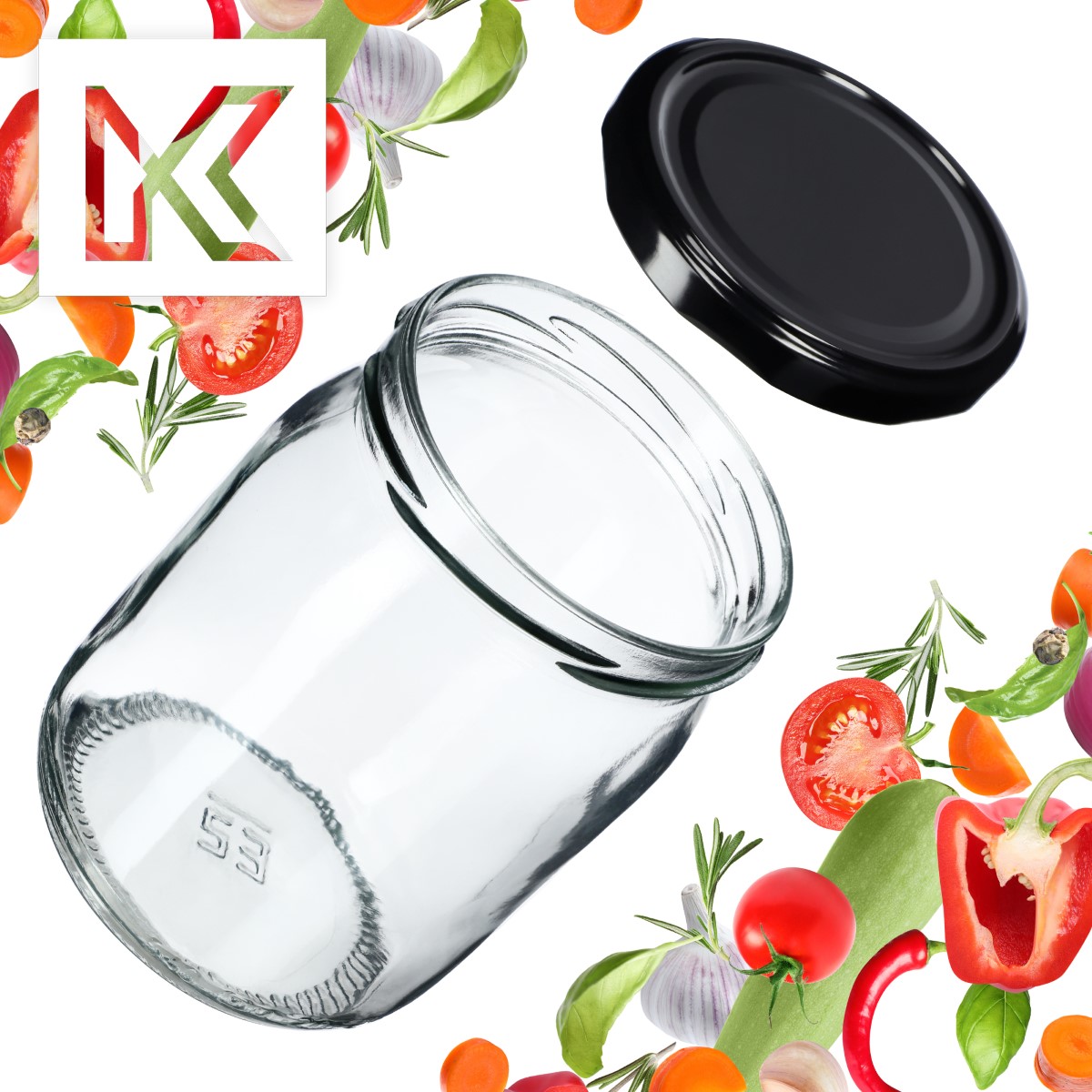 Słoiki Senna 540ml 8szt fi 82 mm + wieczka czarne
