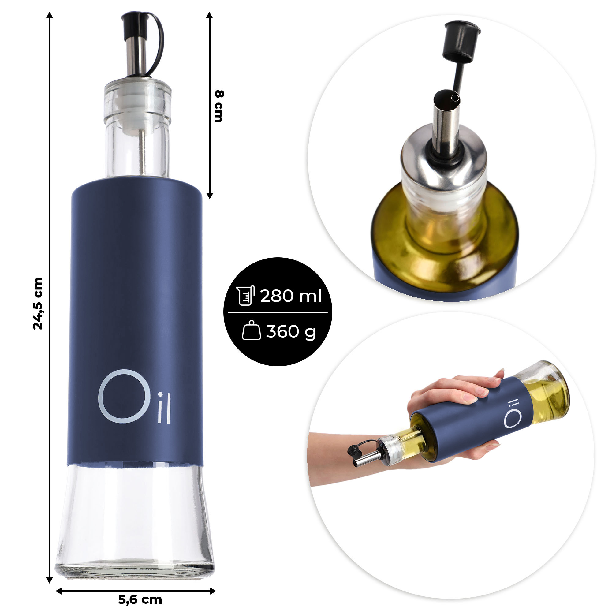 Dozownik na oliwę Lerin 280 ml, grantowy