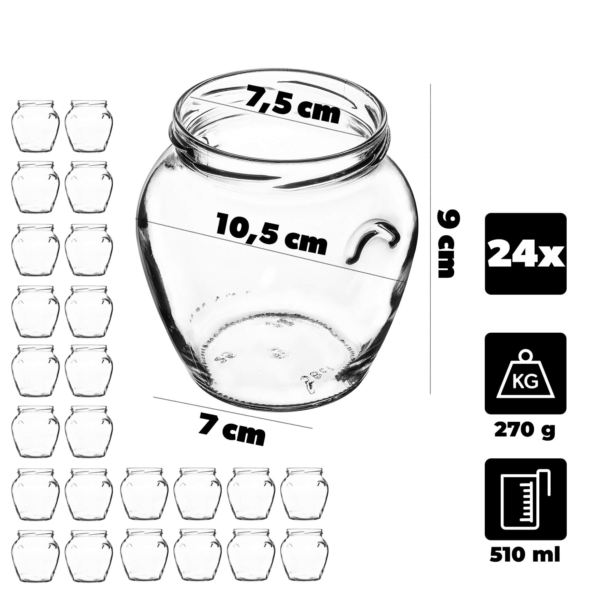 Słoiki na przetwory Sassa 580ml 24szt fi 82 mm + wieczka "Niebiesko-czerwone kwiaty"