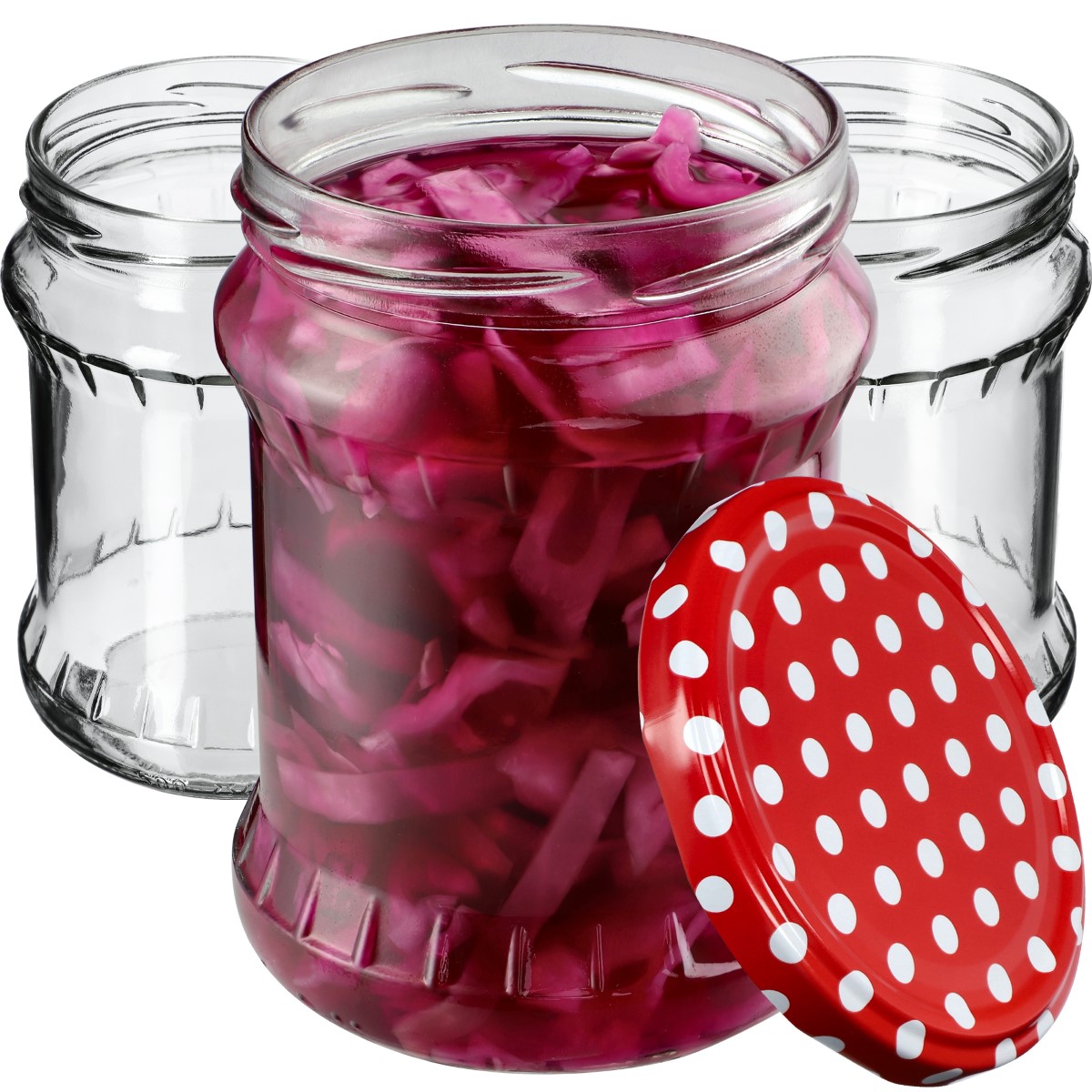 Słoiki na przetwory Kisko 500ml 48szt fi 82 mm + wieczka "Groszek czerwony"