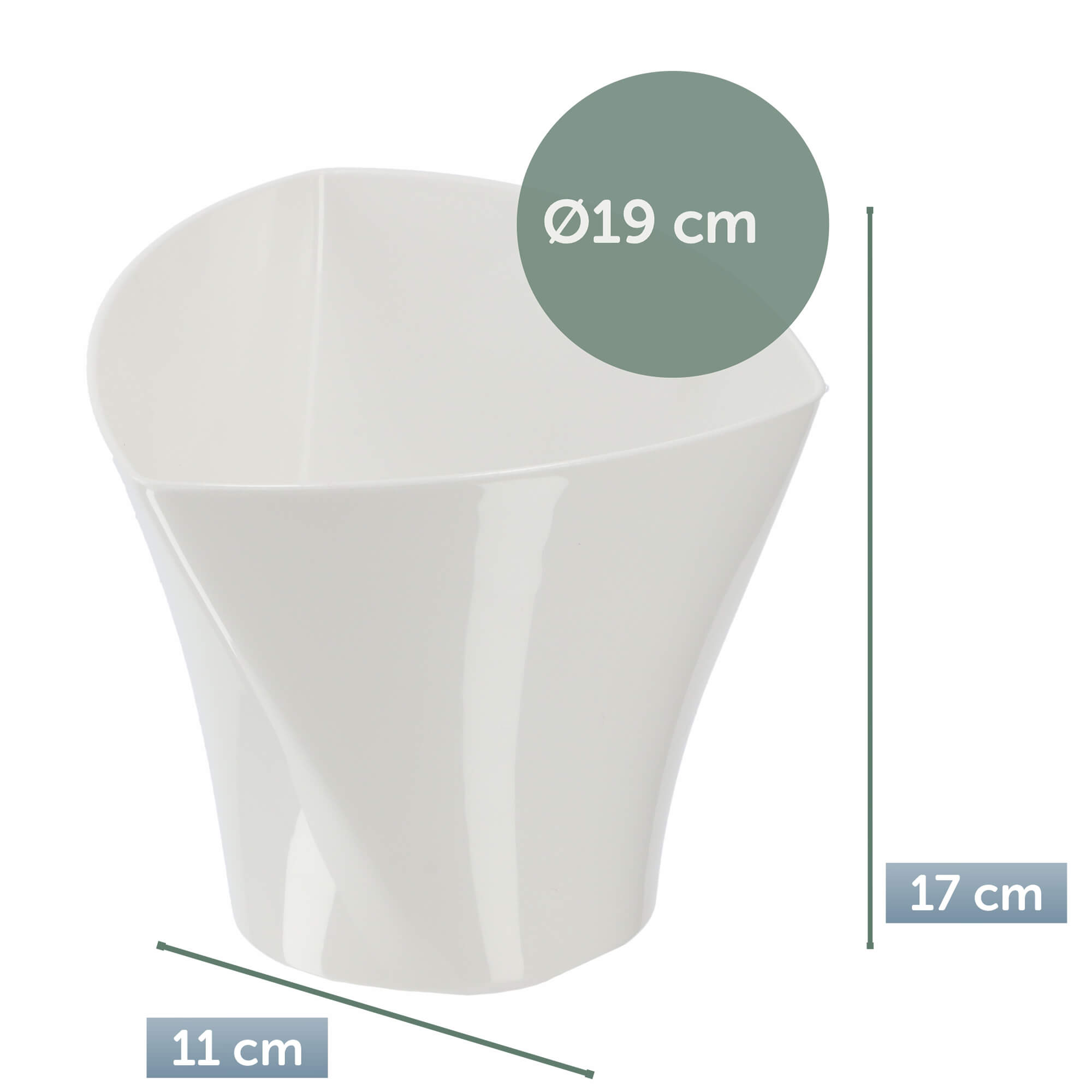 Doniczka asymetryczna 19 cm, biała