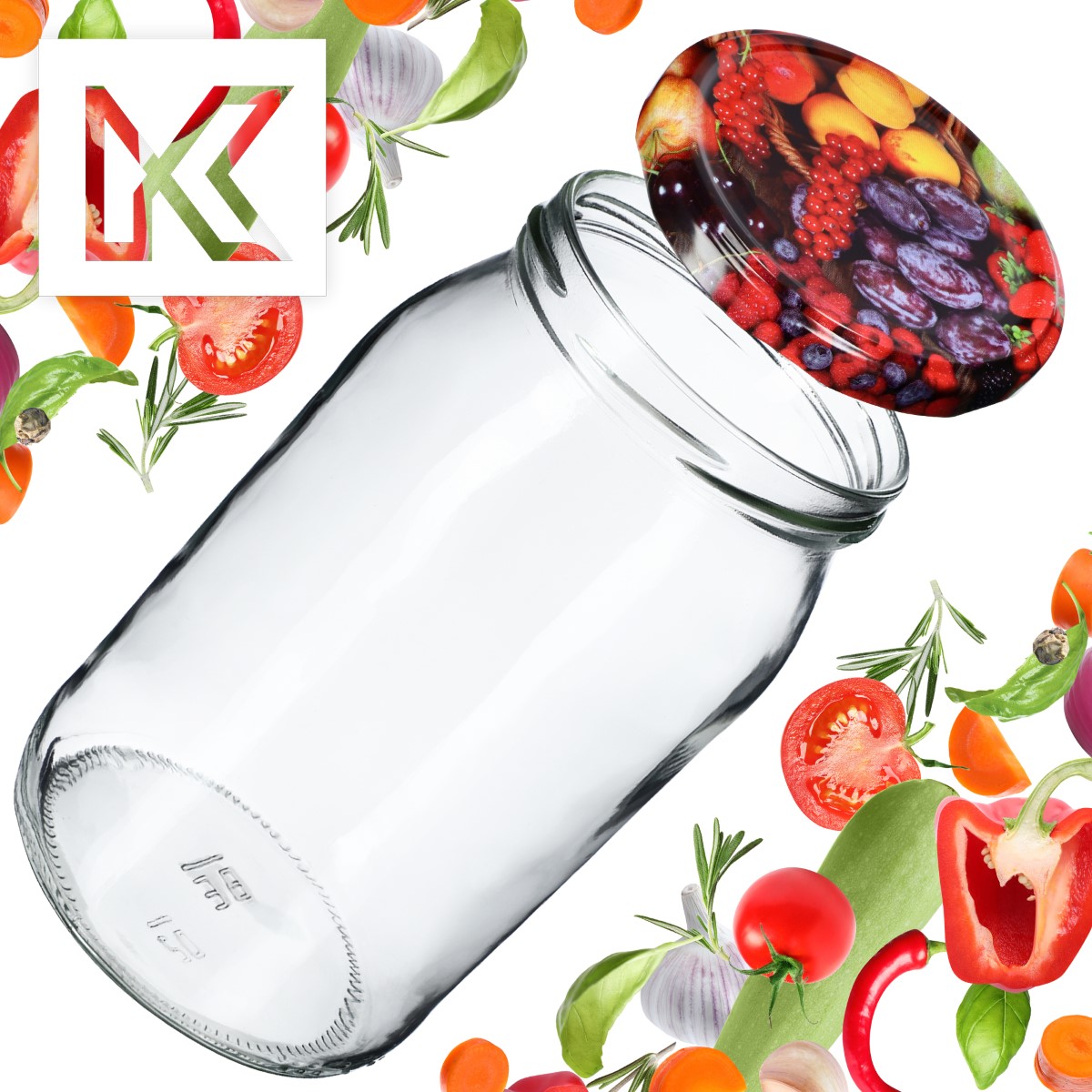 Słoiki na przetwory Niva 760ml 48szt fi 82 mm + wieczka "Owoce"