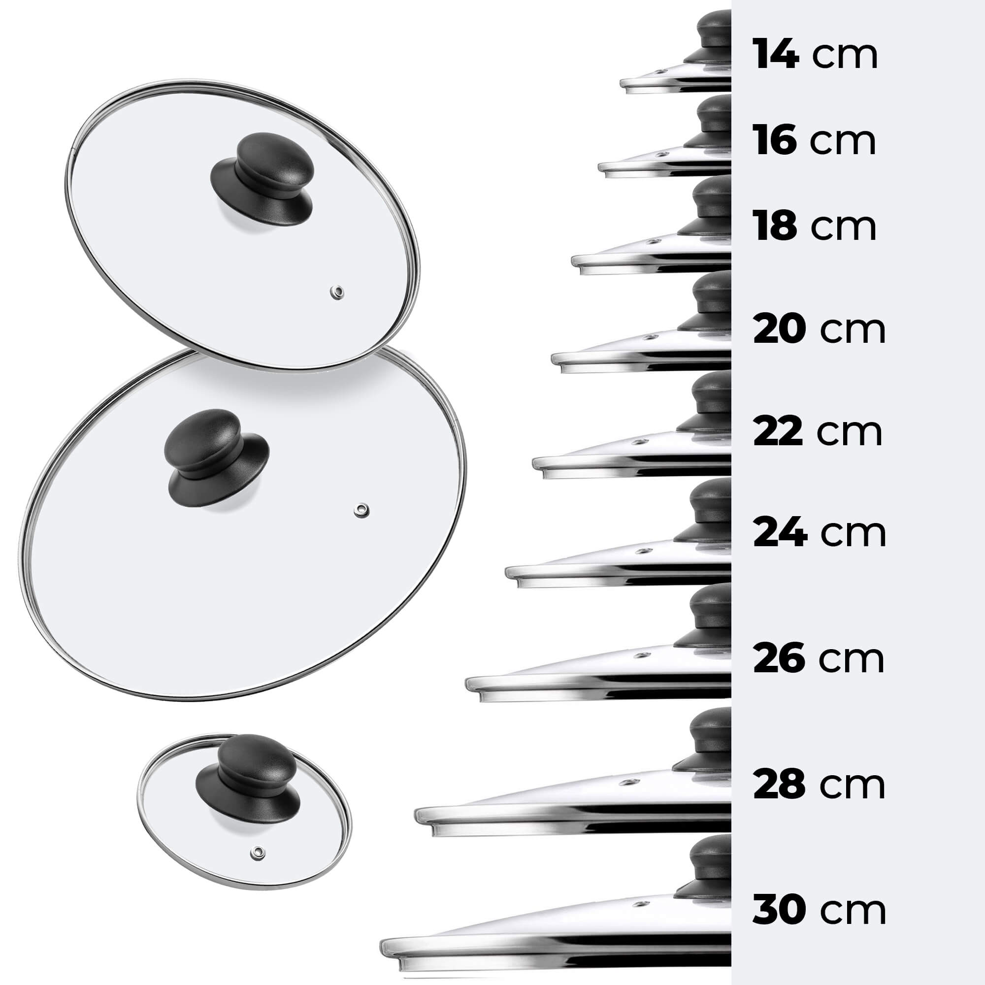Pokrywa szklana z uchwytem 16 cm, 2 szt.