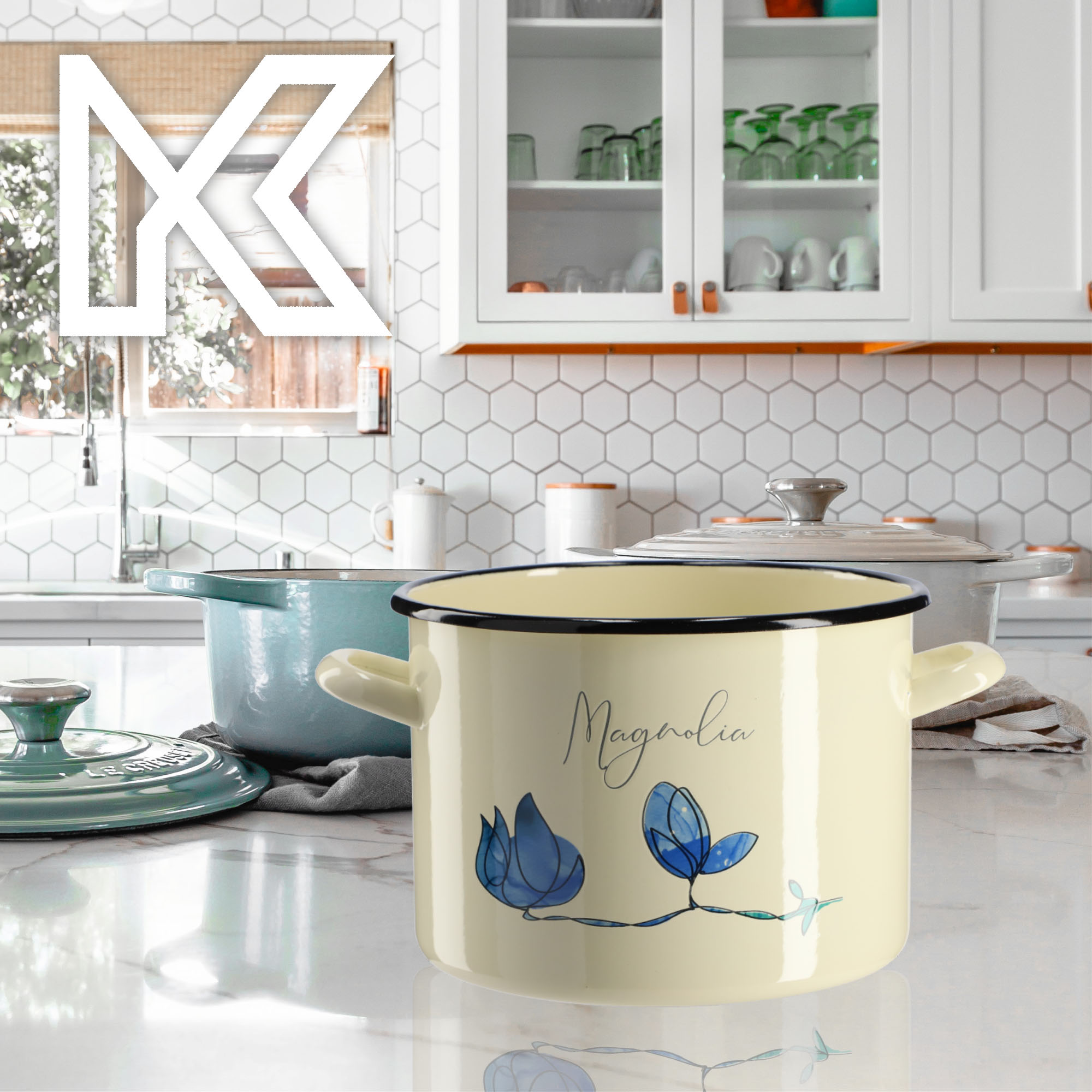 Garnek Emaliowany Luca 7L, magnolia