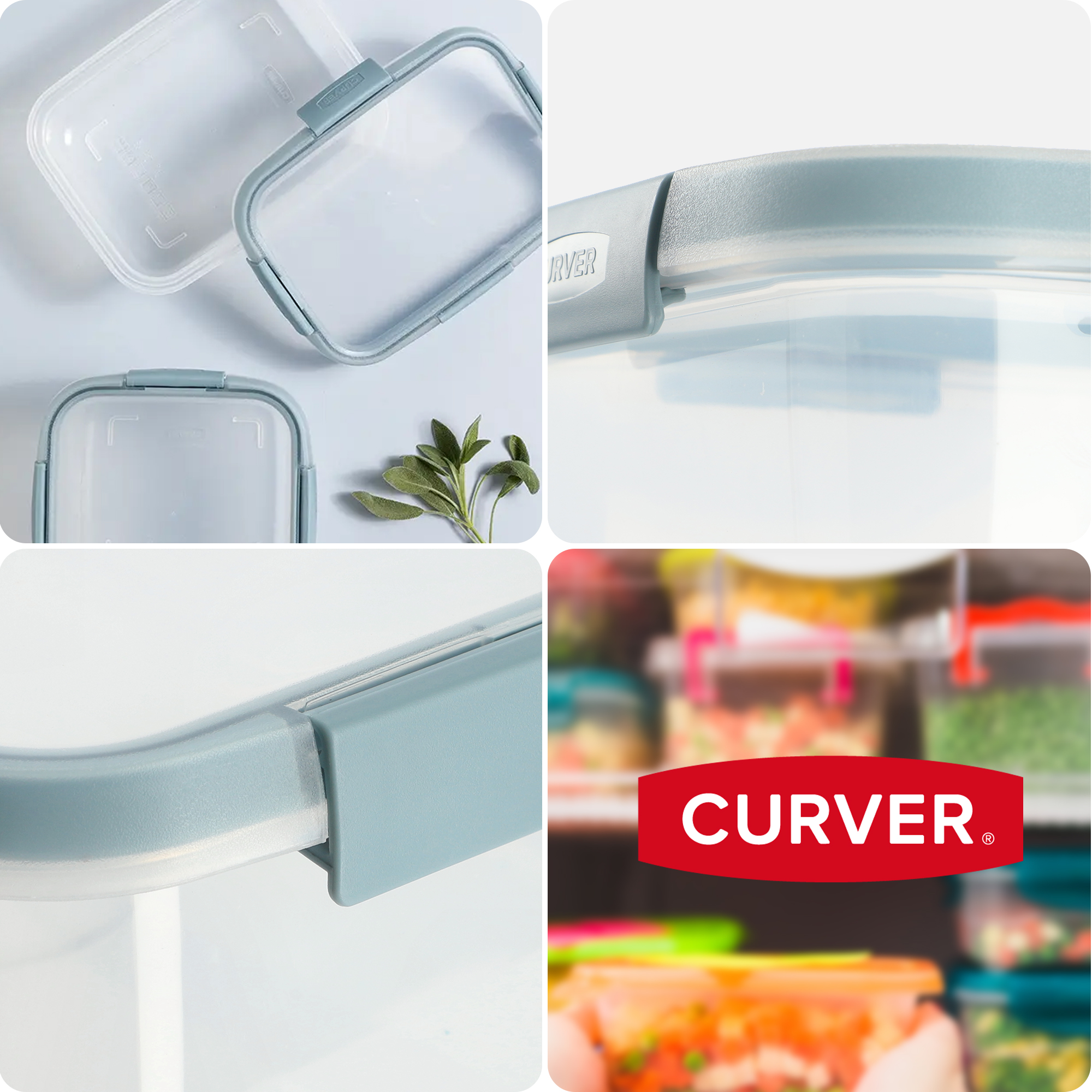 Pojemnik na żywność 0.2L Curver Smart Fresh, szarobłękitny