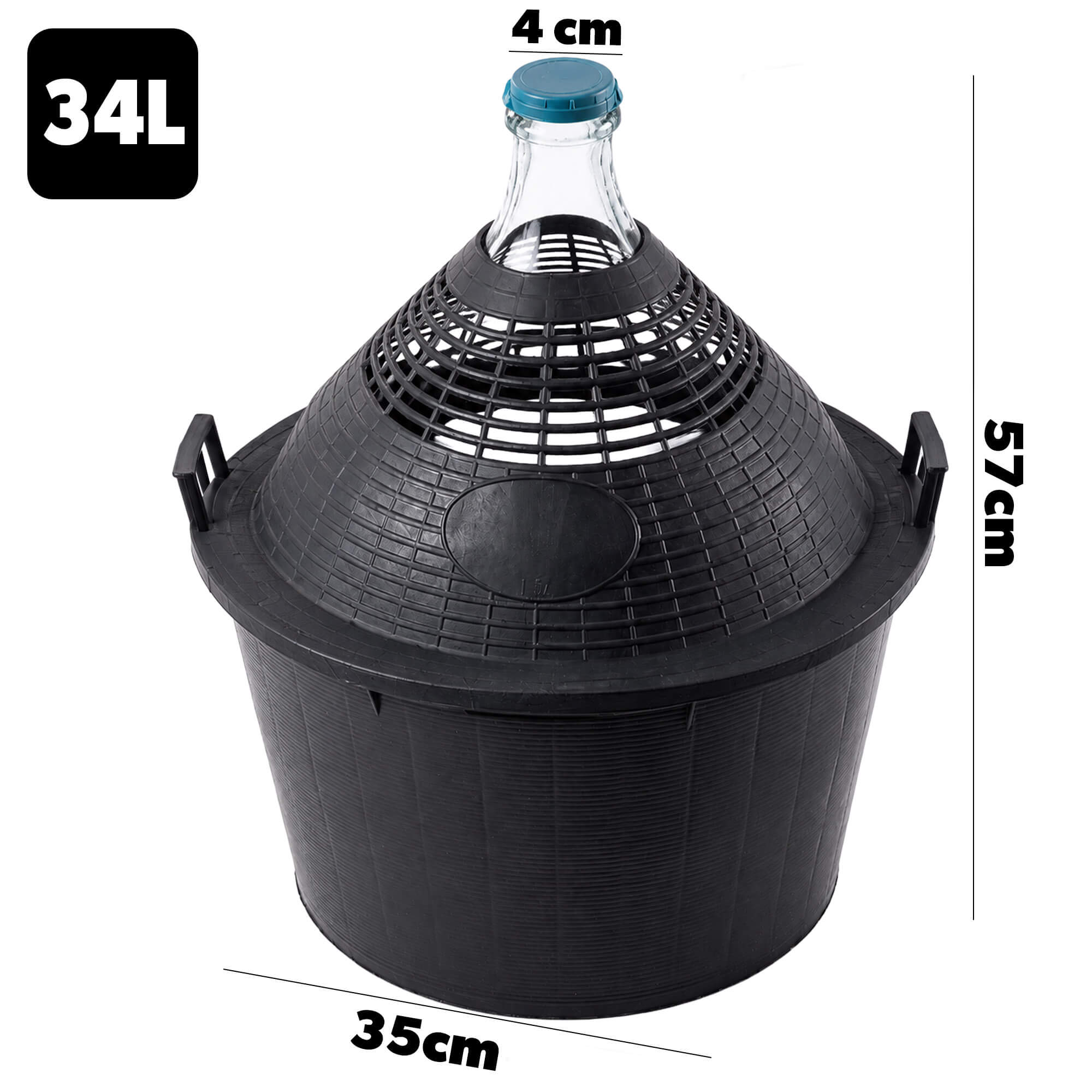 Zestaw winiarski balon 34L + korek nr.4 + szklana rurka