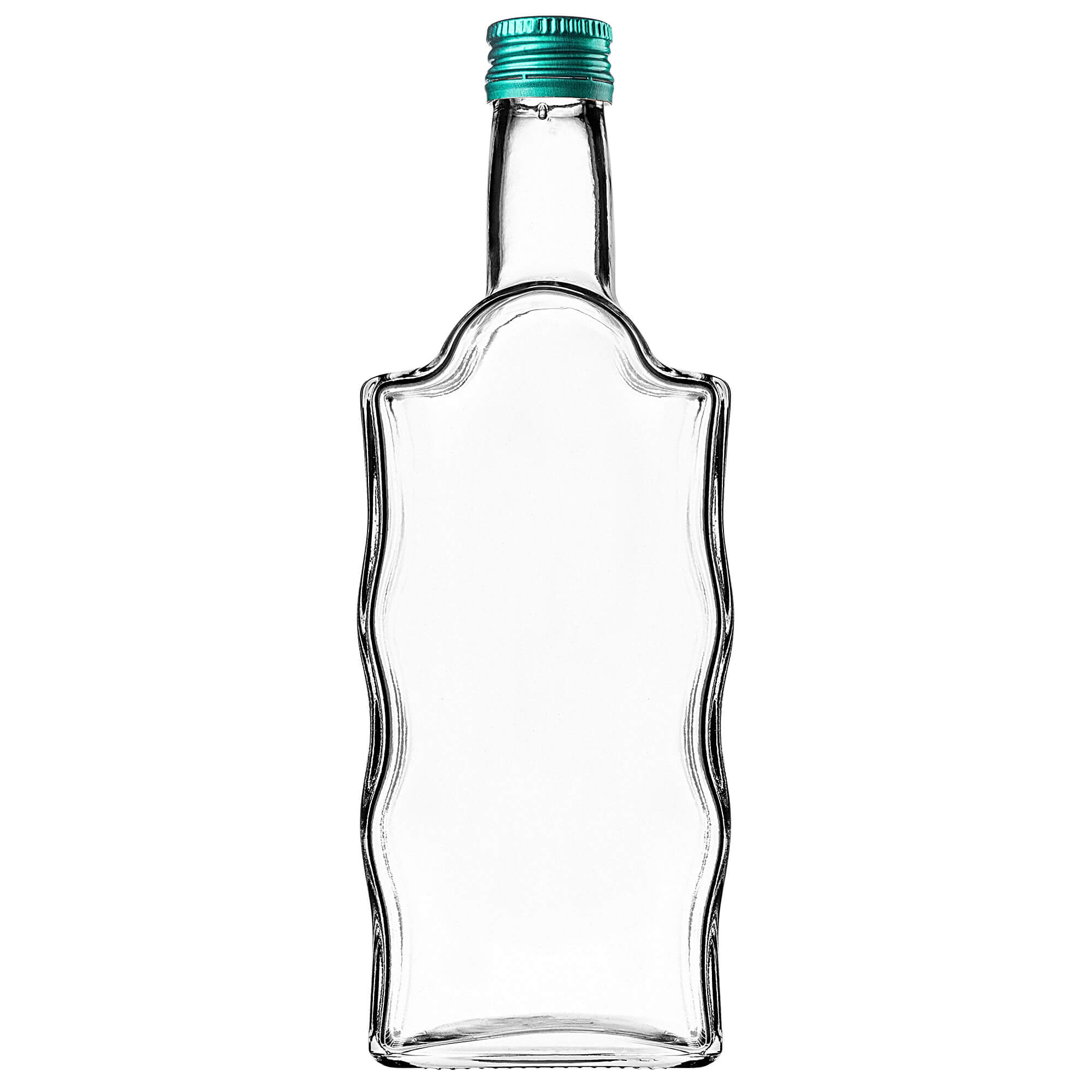 Szklana butelka na nalewkę Fala 500ml z zieloną zakrętką 5 szt.