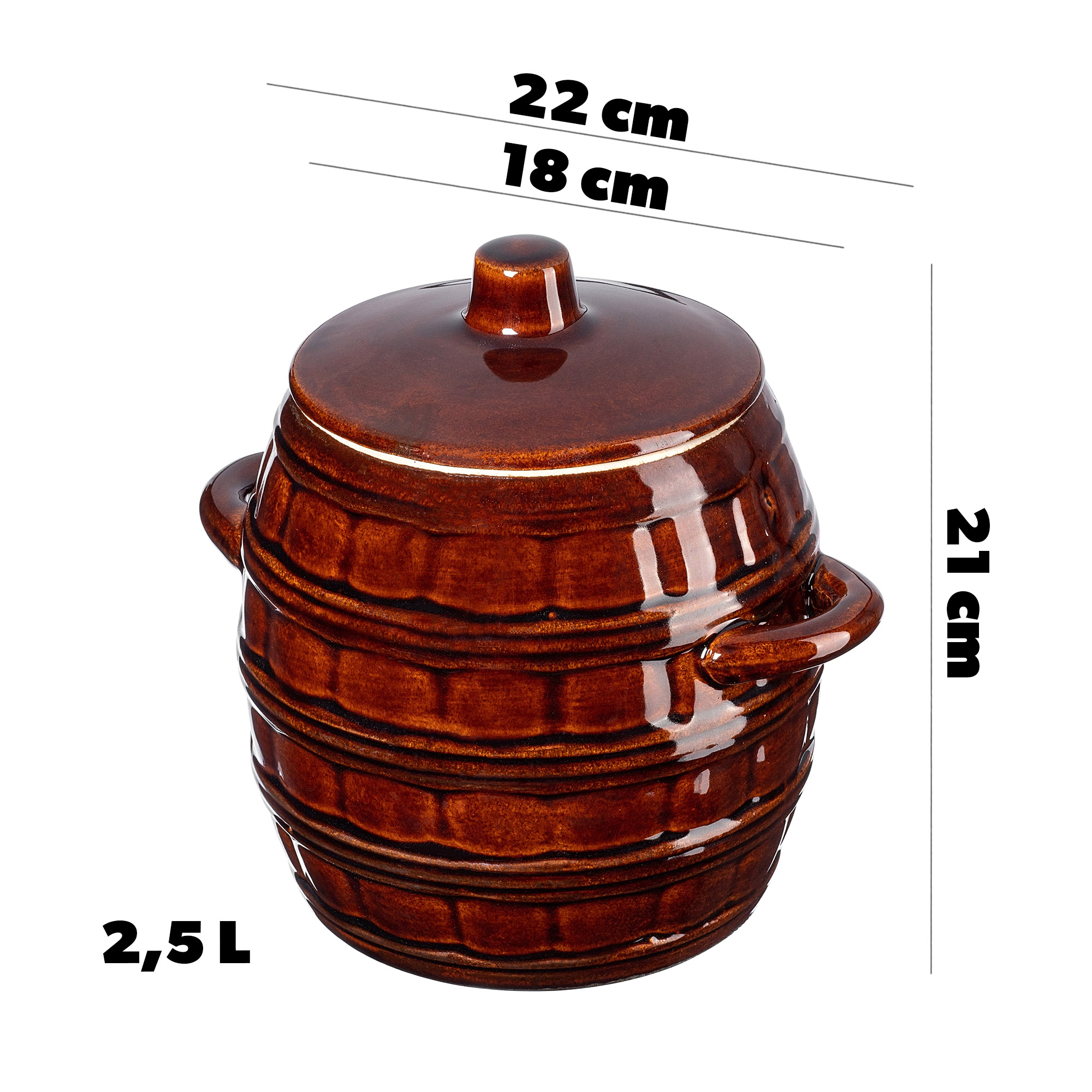 Beczka kamionkowa Helios 2.5L, z pokrywką