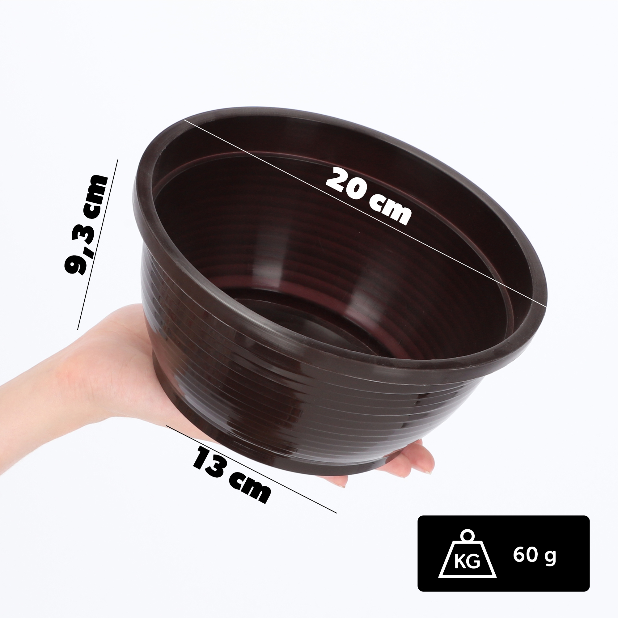 Miska na kwiaty Verna 20 x 9 cm, brązowa
