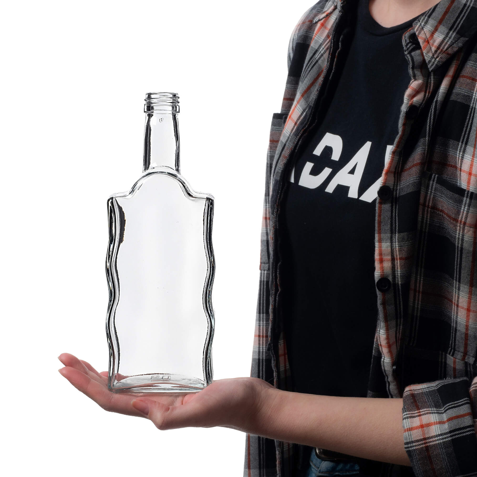 Szklana butelka na nalewkę Fala 500ml ze złotą zakrętką 10 szt.