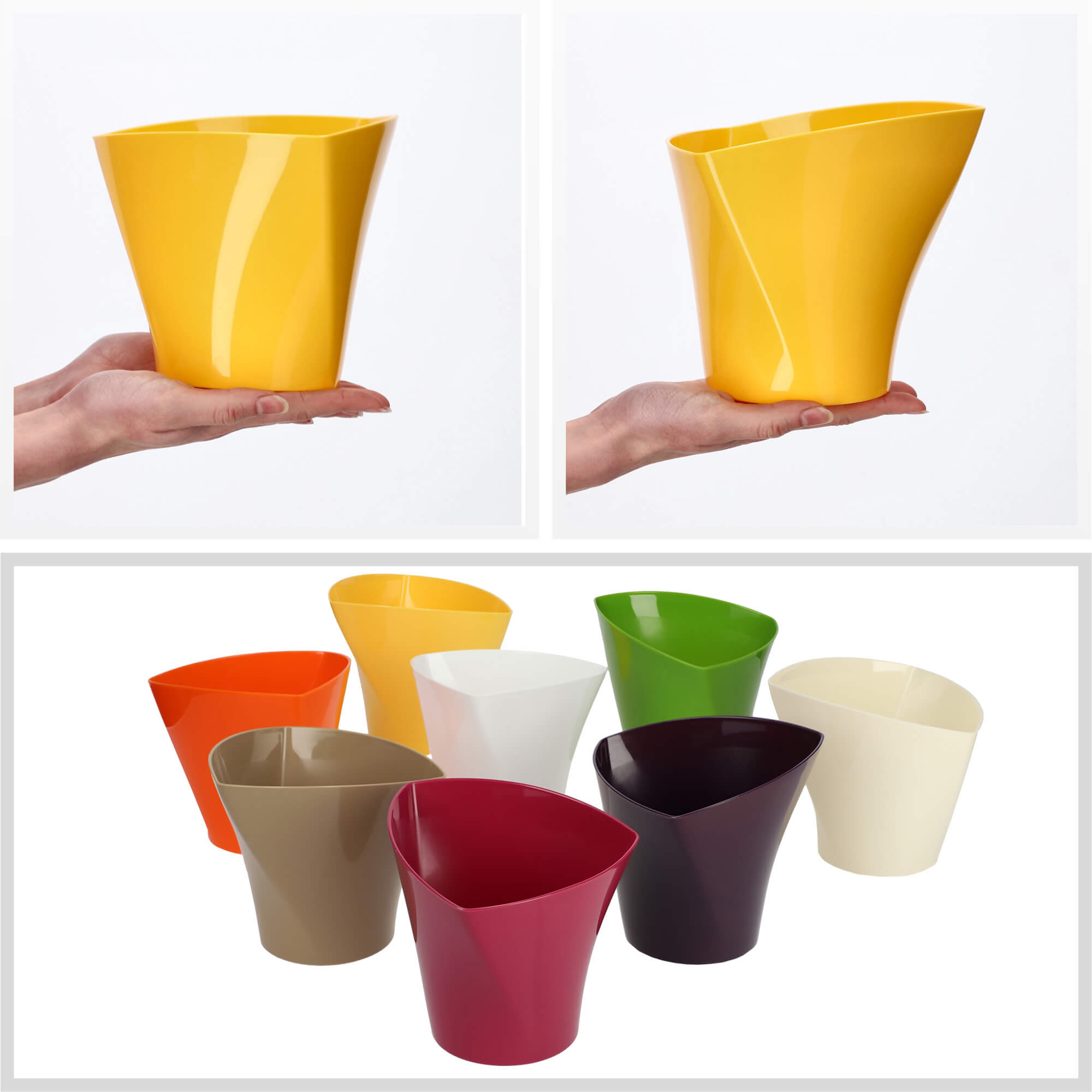 Doniczka asymetryczna 17 cm, żółta
