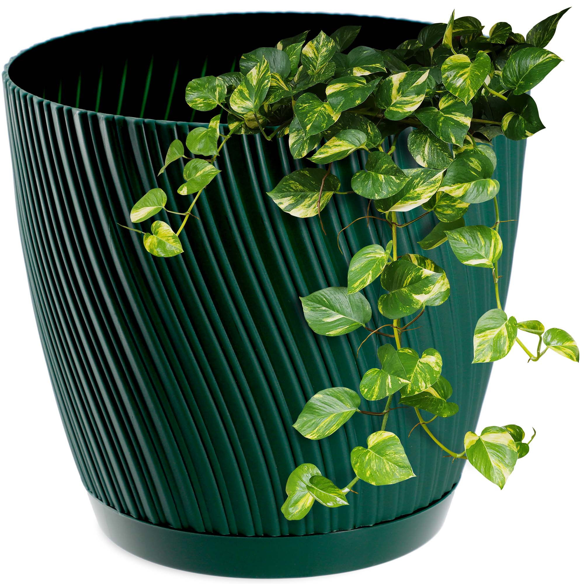 Doniczka z podstawką Tubas 23 cm, zielona