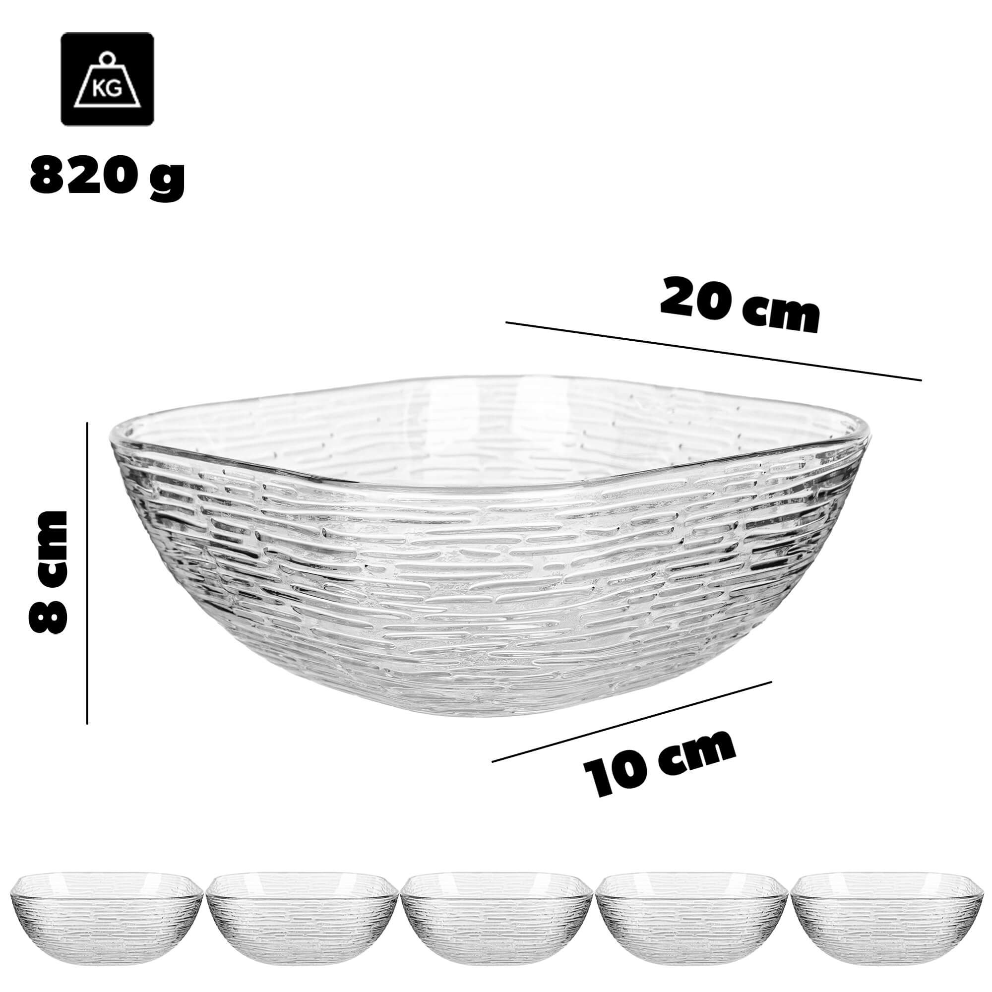 Salaterka szklana Venosa 20 cm wzór kora 6 szt.