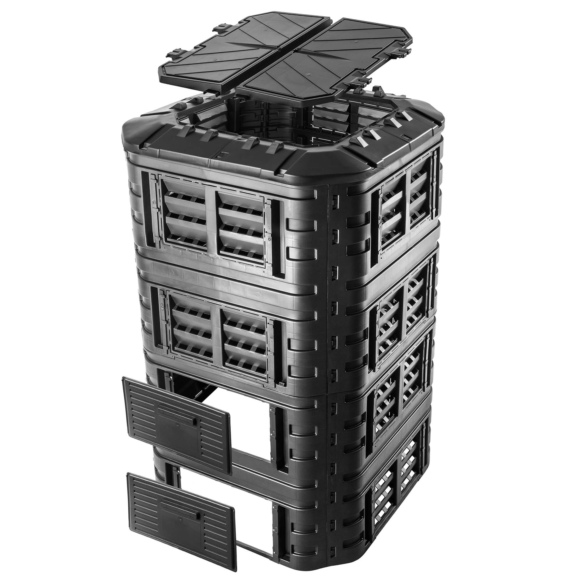 Kompostownik ogrodowy Nybro 1260L, czarny
