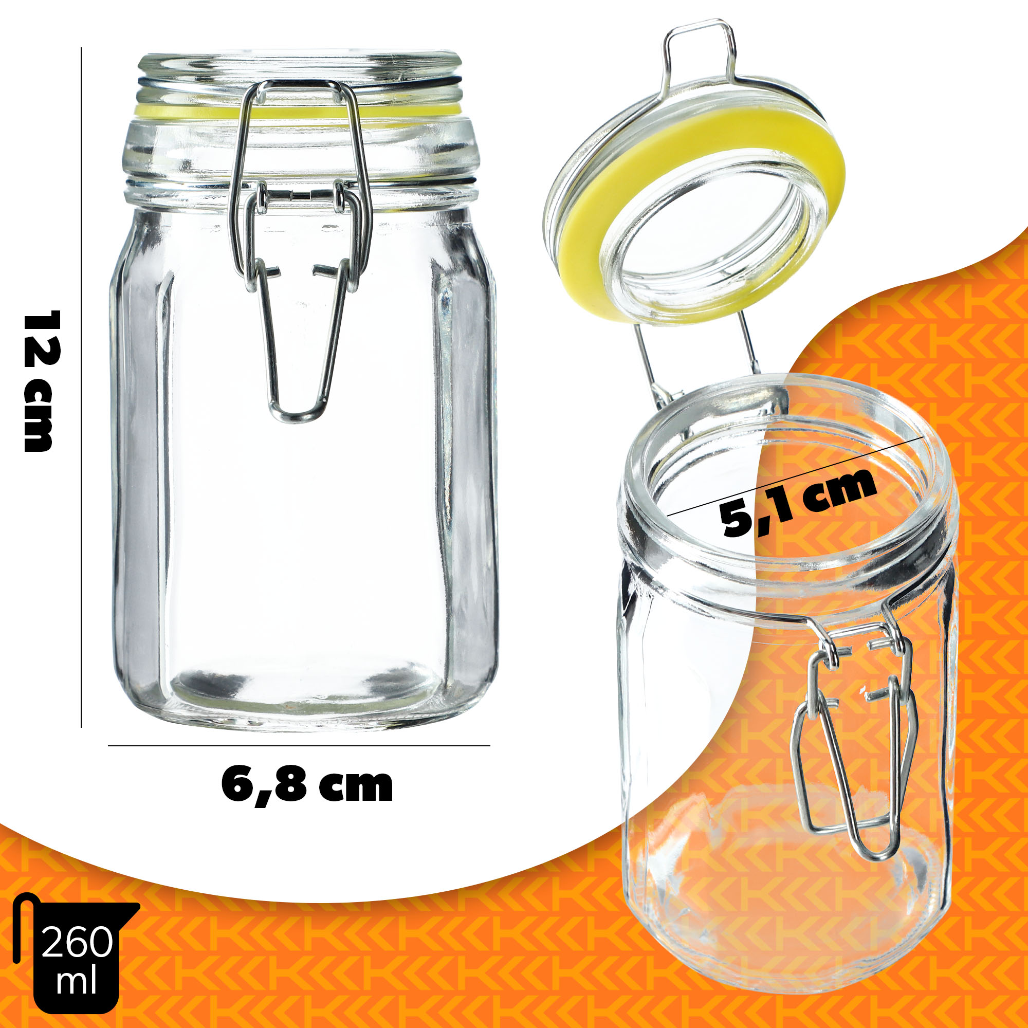 Zestaw słoików z klipsem Fabro 6szt 260 ml