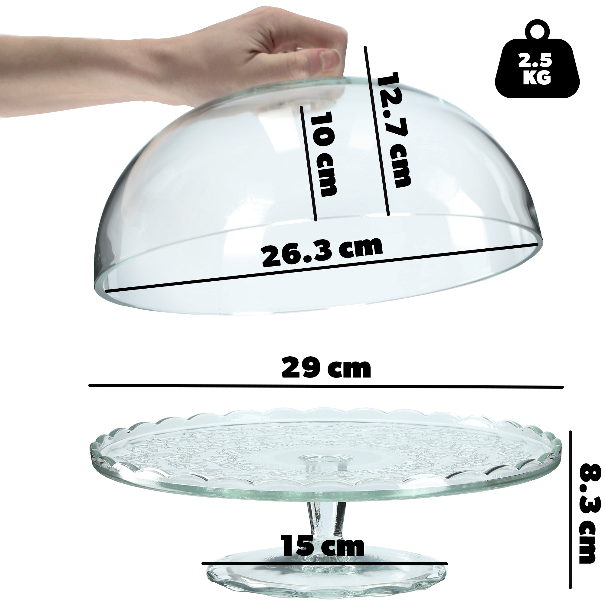 Patera z pokrywą Dego z nóżką na ciasto 29 cm