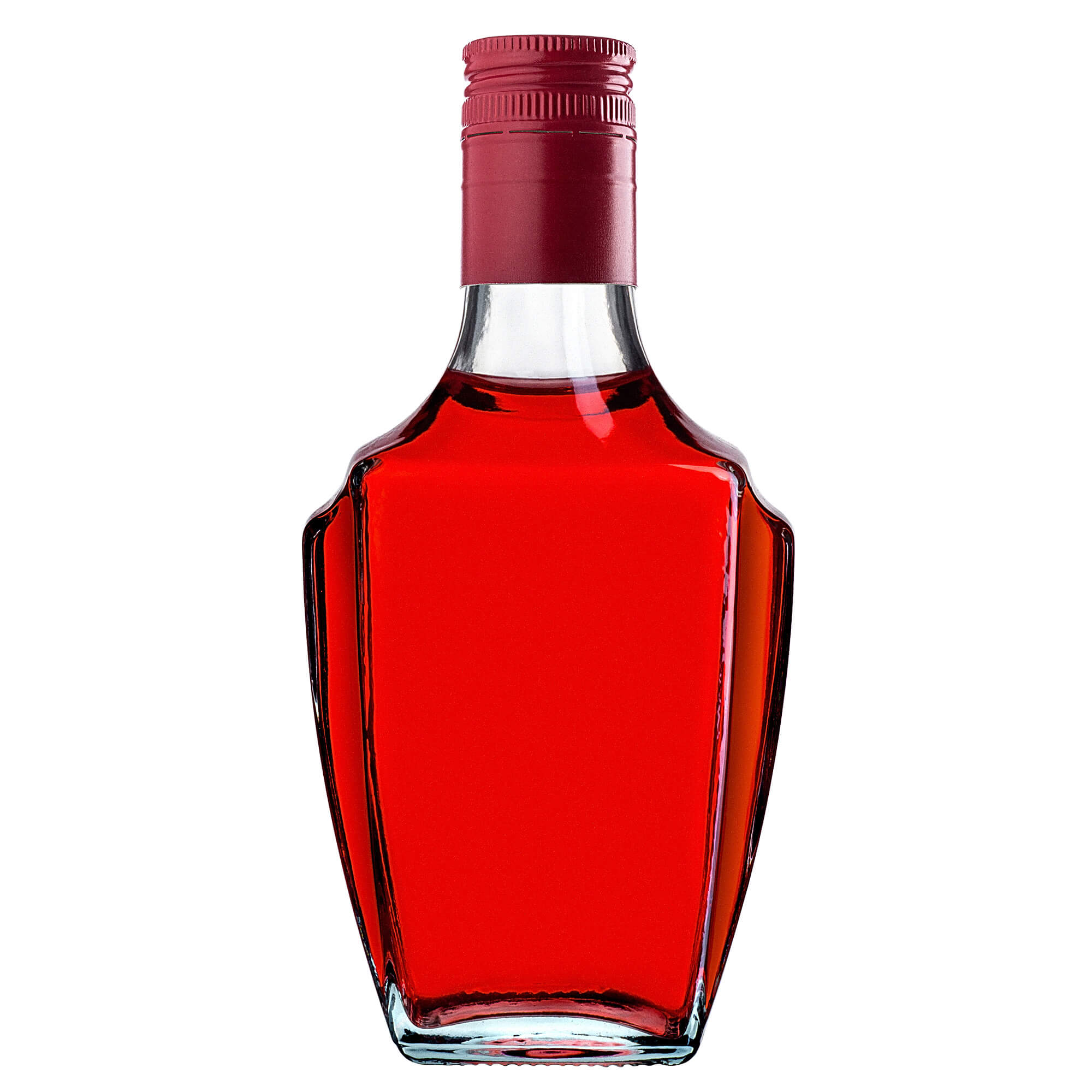 Szklana butelka na nalewkę Faenza 250ml z długą czerwoną zakrętką 1 szt.