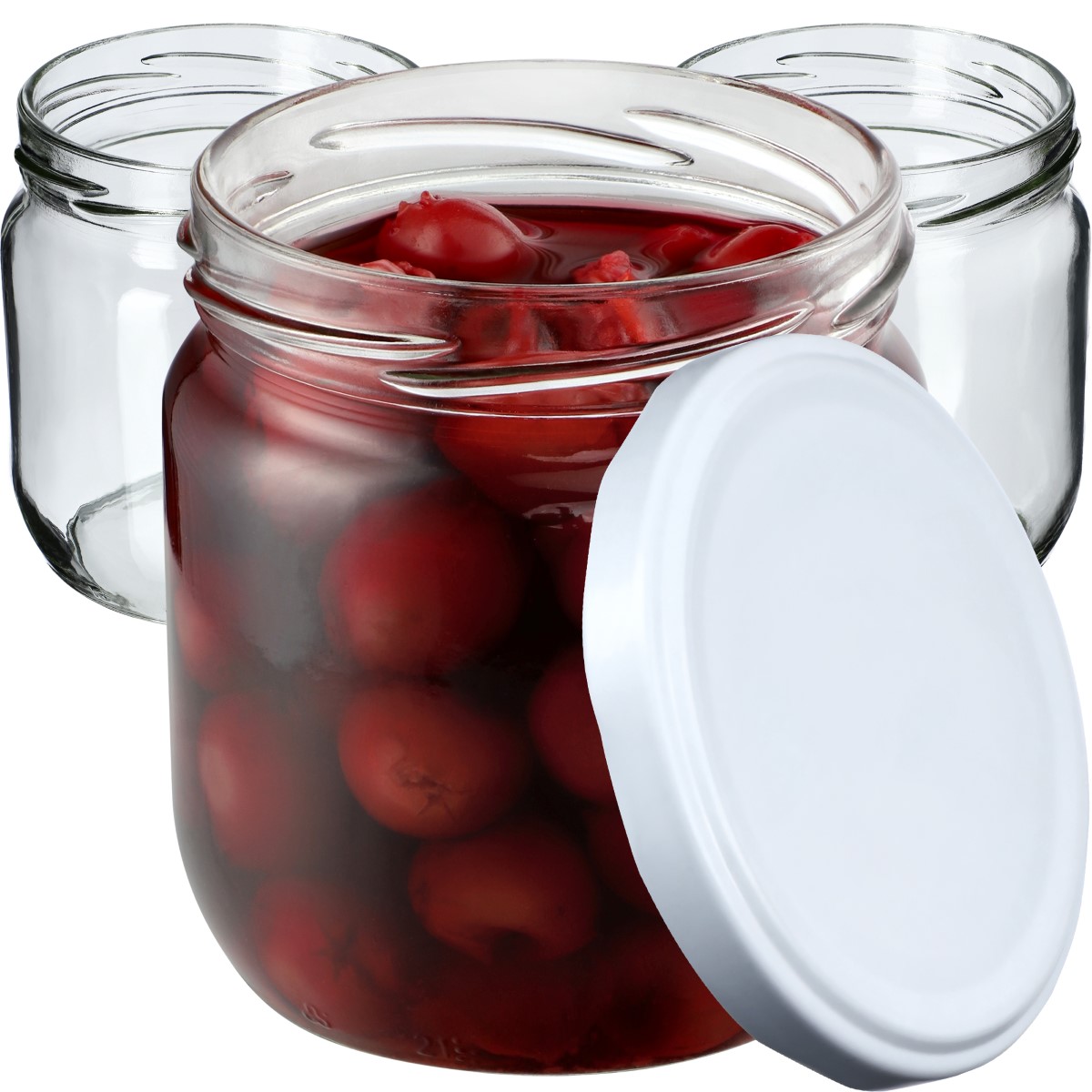 Słoiki na przetwory Salla 425ml 48szt fi 82 mm + wieczka białe