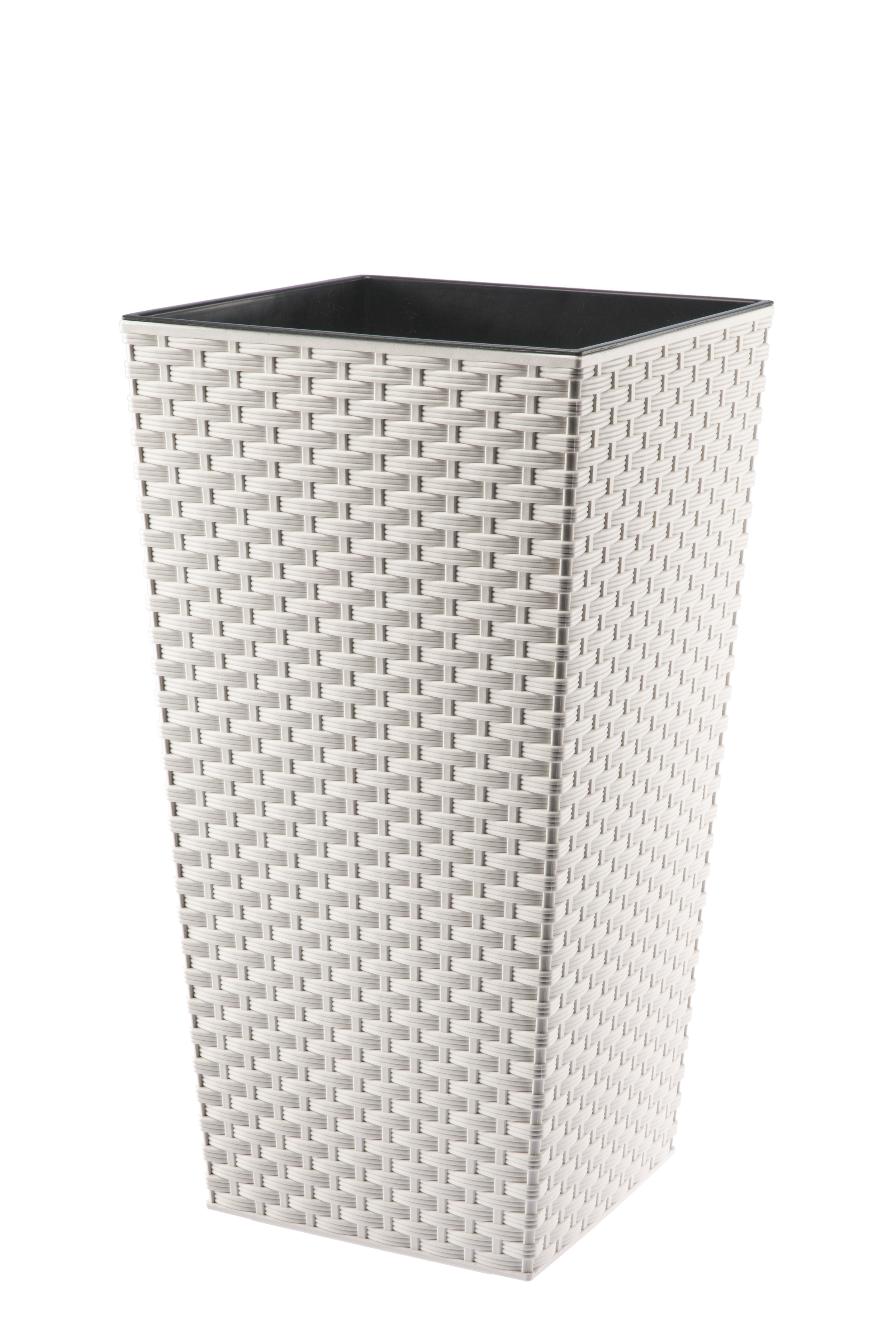 Donica z wkładem rattan Pesaro 19 cm, kremowa