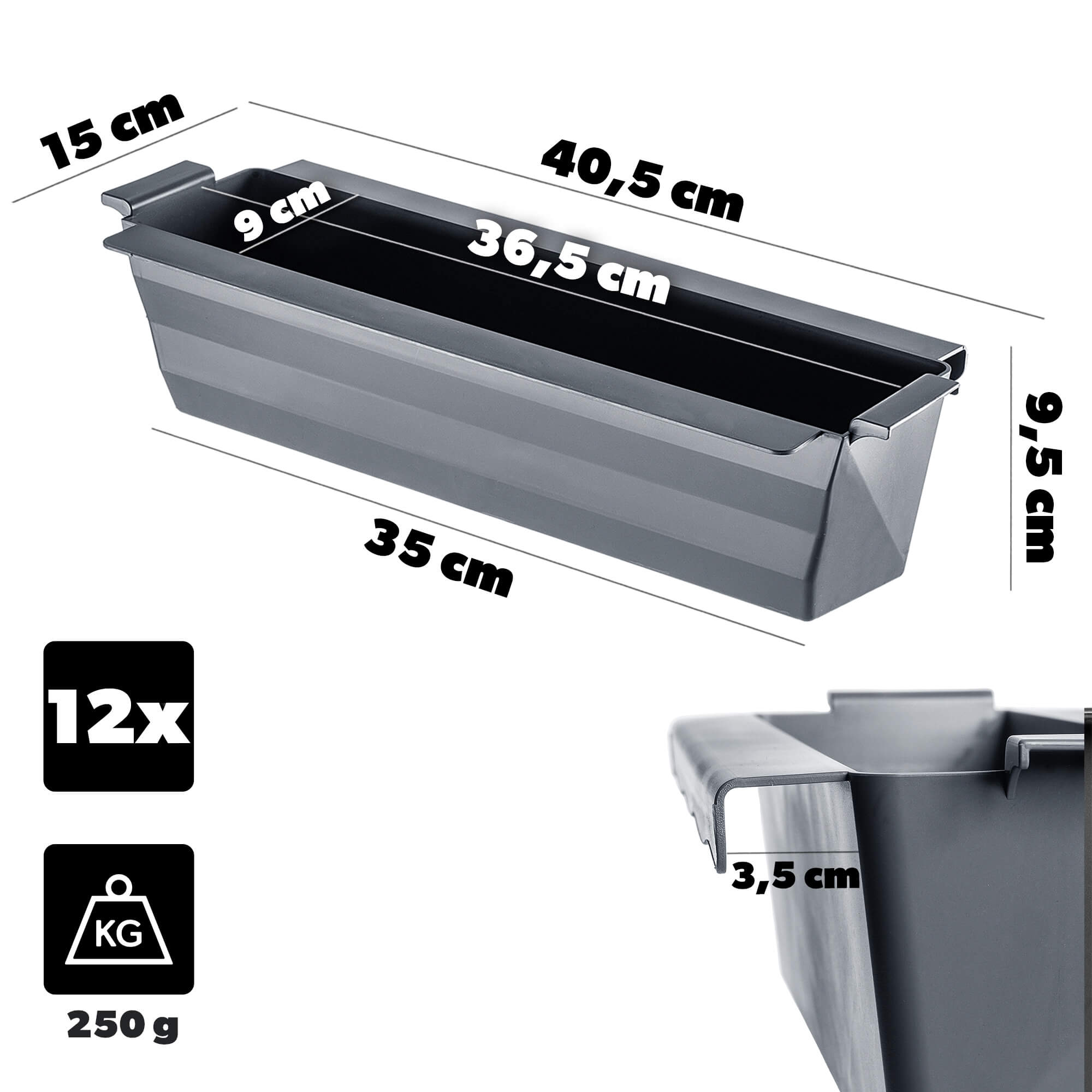 Doniczka do europalet Veere 40.5 cm antracytowa 12 szt.